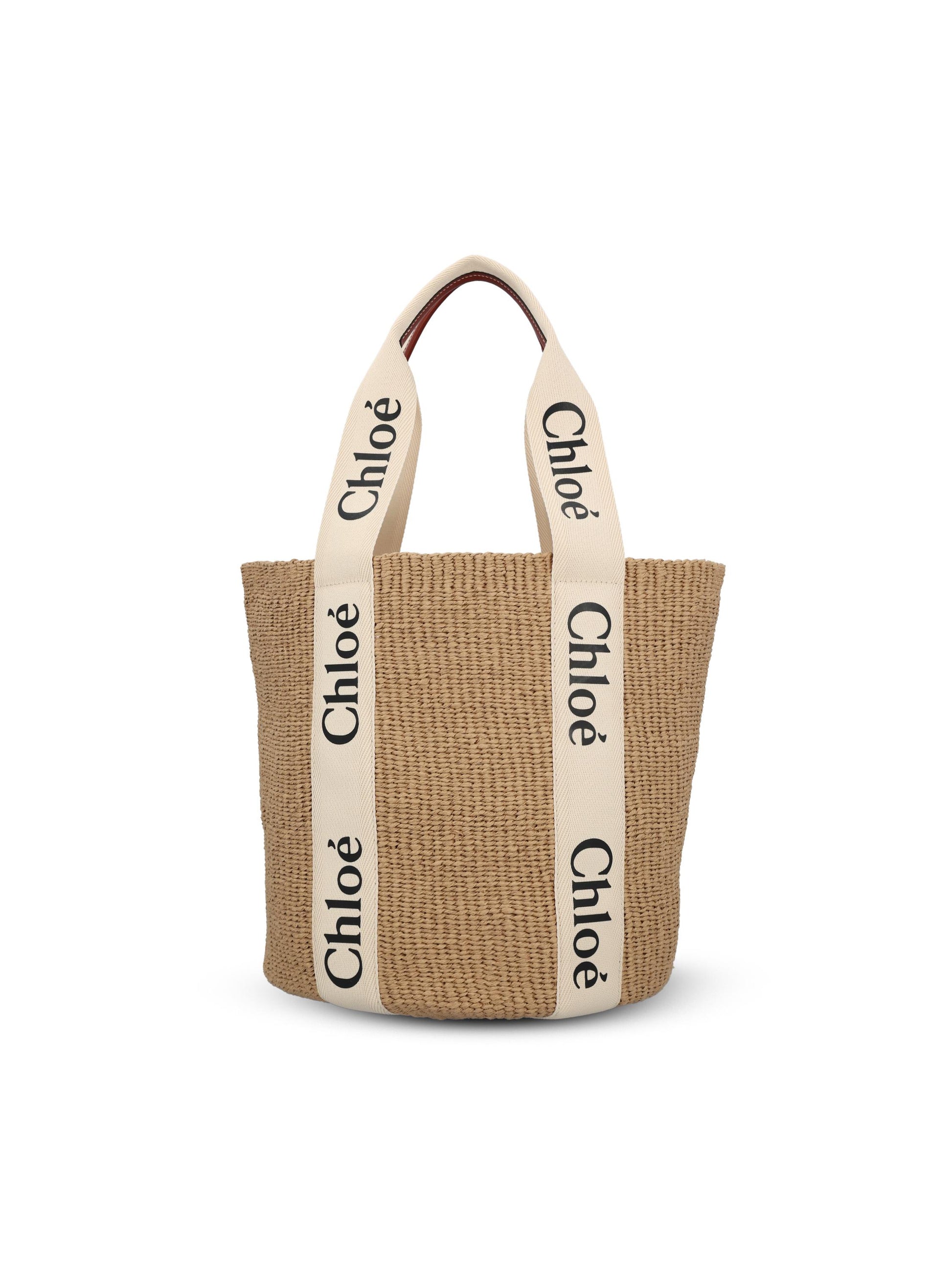 Borsa cesto in carta equo-solidale con nastro Woody. CHC22SS380G55 101 CHLOE' 
