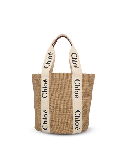 Borsa cesto in carta equo-solidale con nastro Woody. CHC22SS380G55 101 CHLOE' 