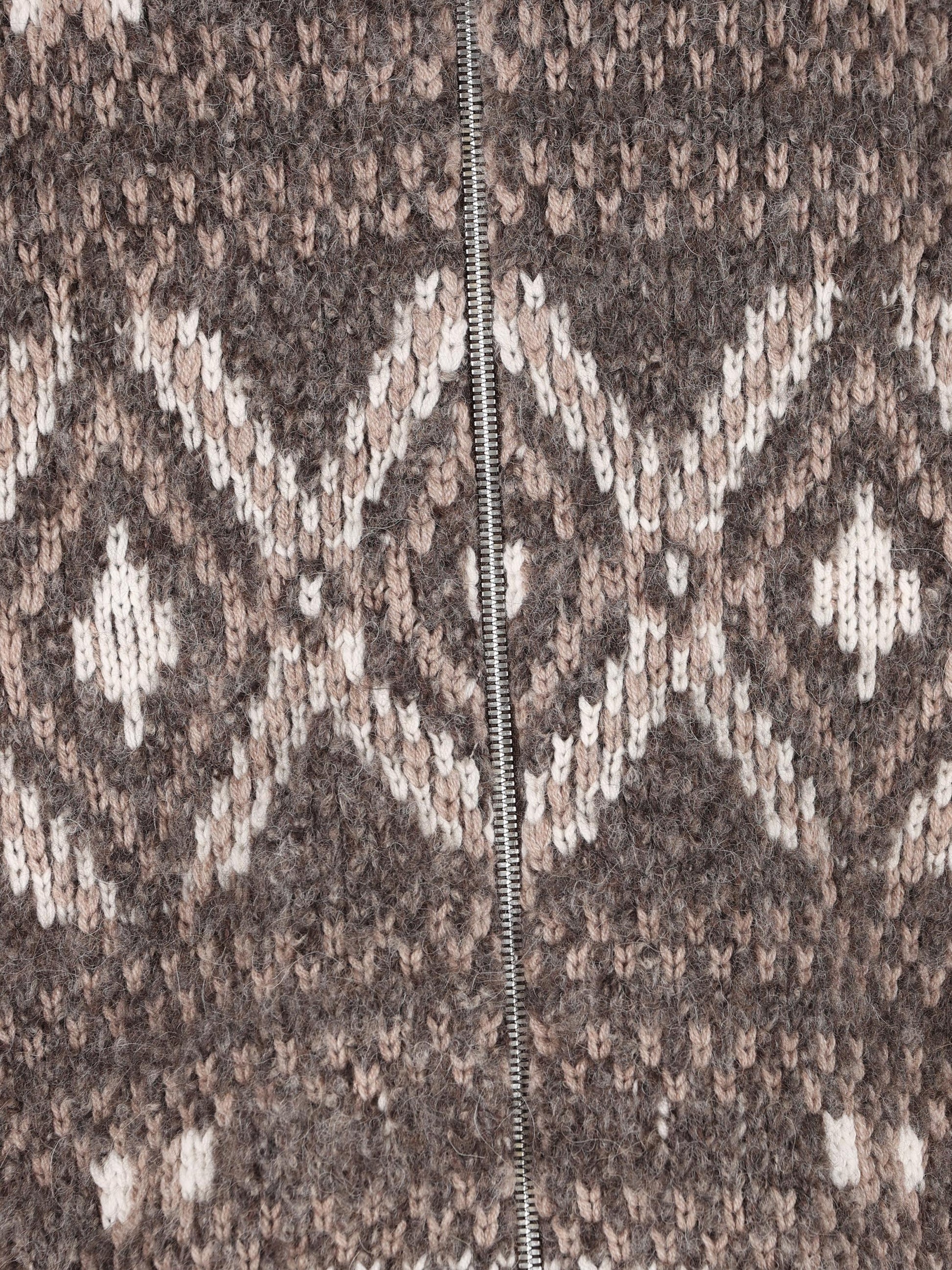 Cardigan Geometric Jacquard in alpaca, lana vergine e cashmere con zip M2B301706 COW07 BRUNELLO CUCINELLI 