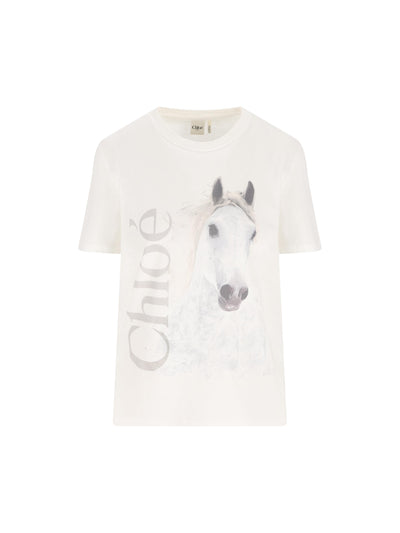 T-shirt girocollo in jersey di cotone biologico. CH26SJH11802 101 CHLOE' 