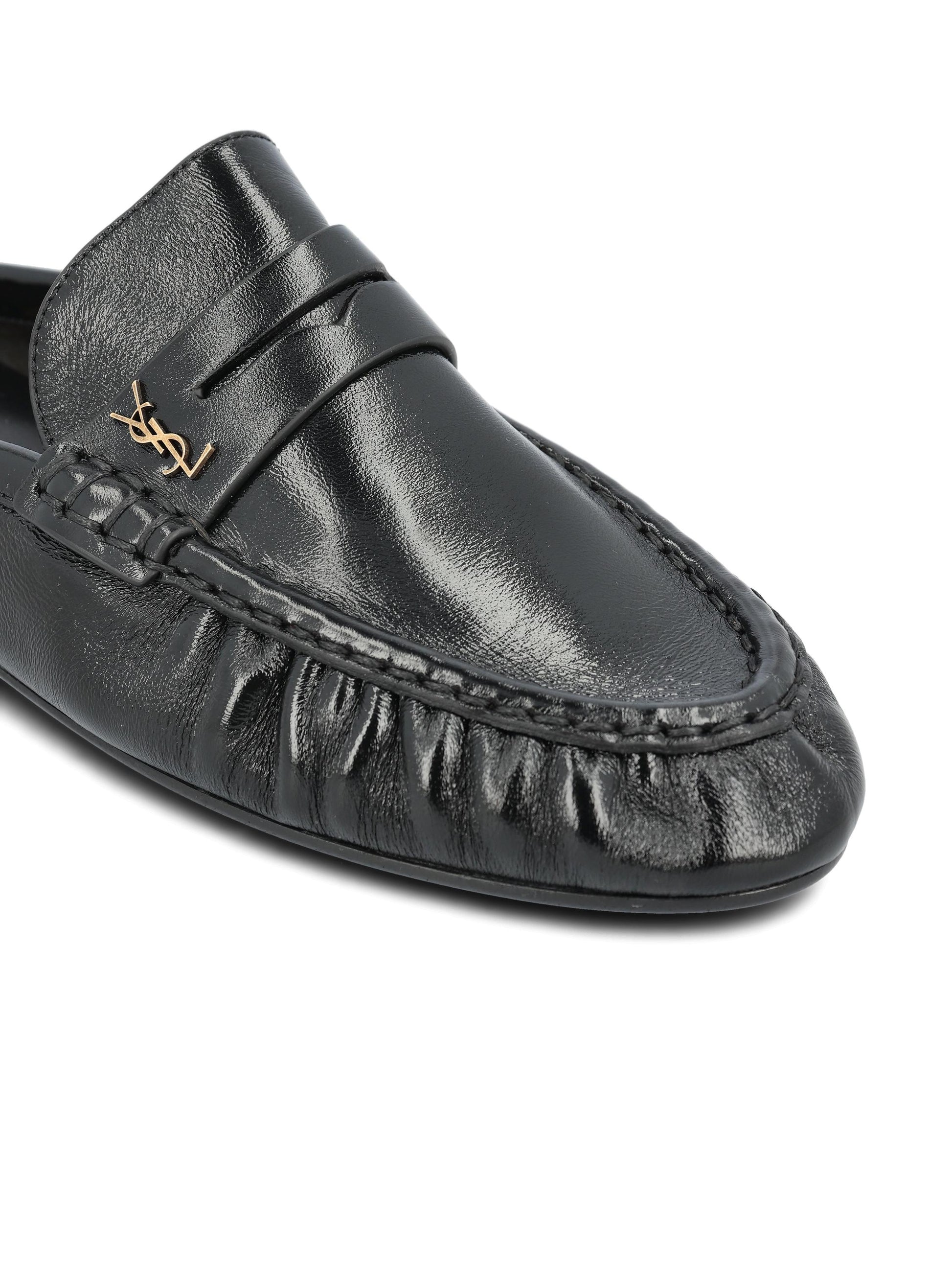 Mule LE LOAFER Saint Laurent in Pelle Stropicciata Lucida 852392 AAFUV1000 SAINT LAURENT 