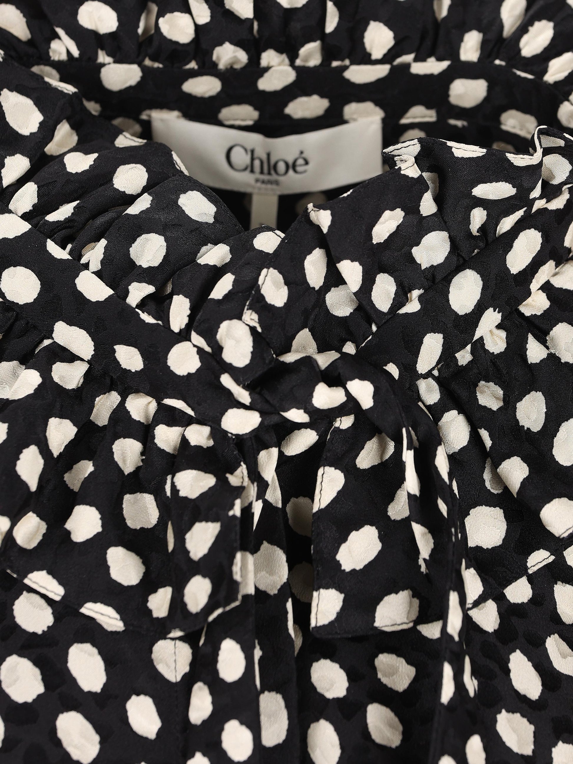 Blusa con volant e nastri sul davanti in jacquard di seta CH26SHT70300 915 CHLOE' 