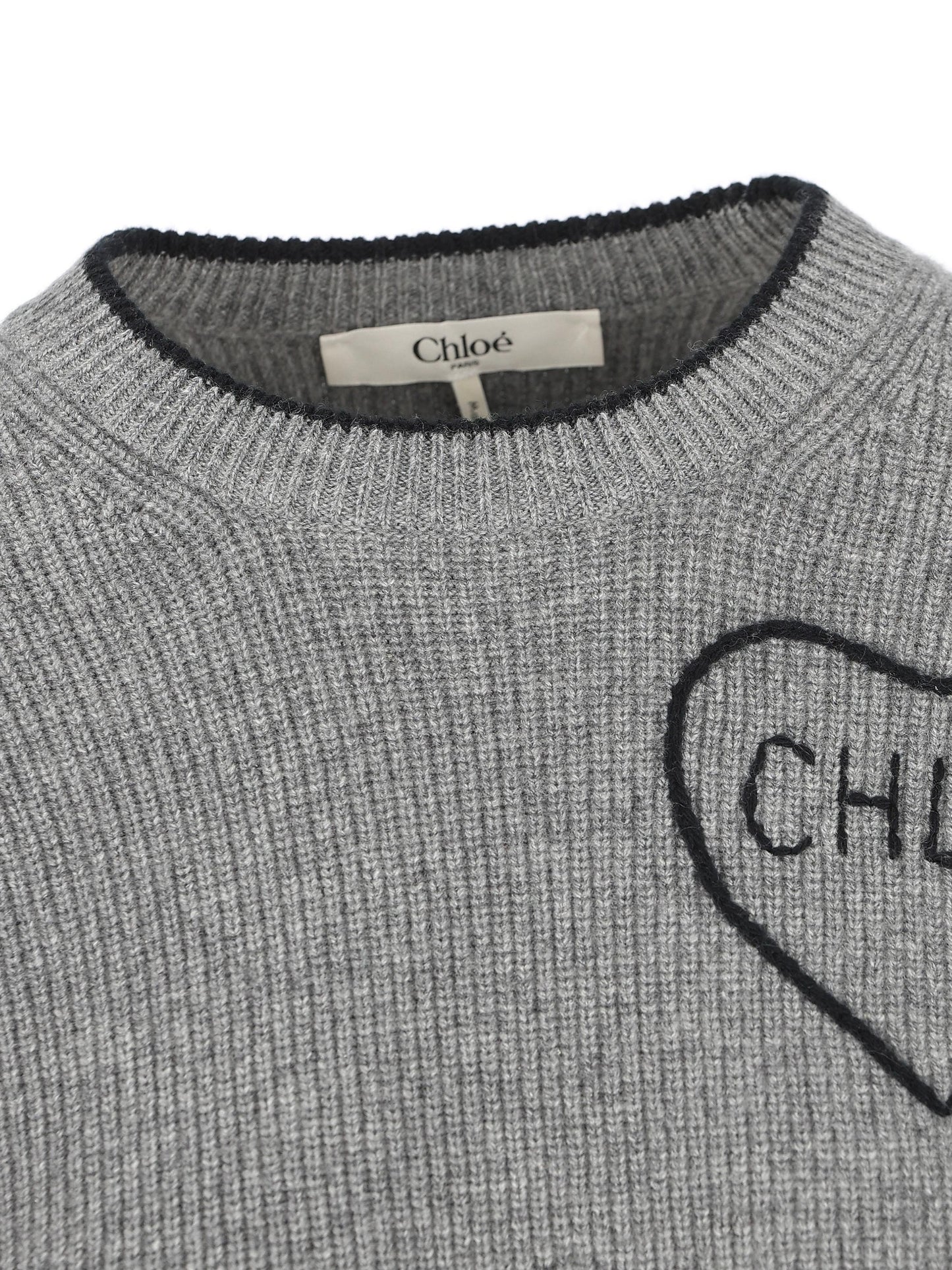 Pullover corto con logo in maglia di lana CH26SMP39710 012 CHLOE' 
