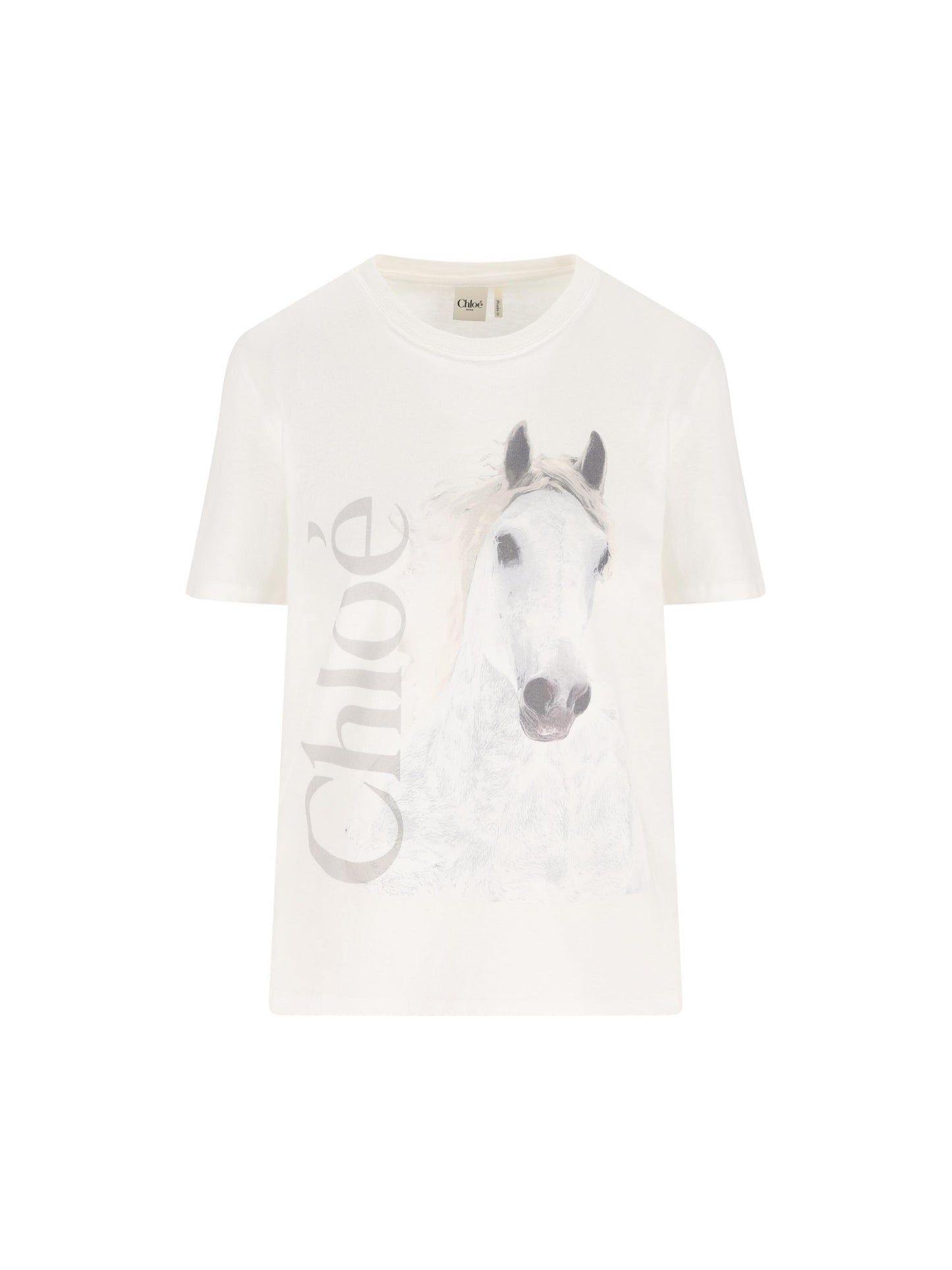 T-shirt girocollo in jersey di cotone biologico. CH26SJH11802 101 CHLOE' 