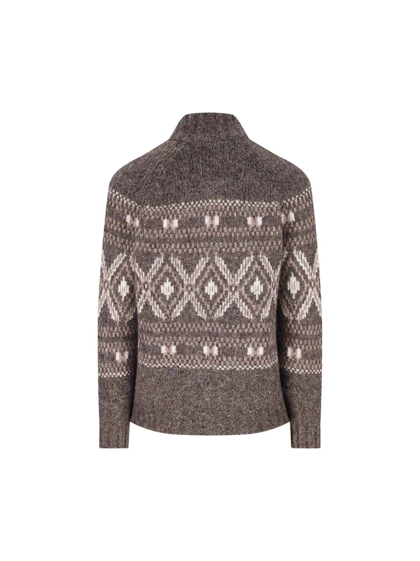 Cardigan Geometric Jacquard in alpaca, lana vergine e cashmere con zip M2B301706 COW07 BRUNELLO CUCINELLI 