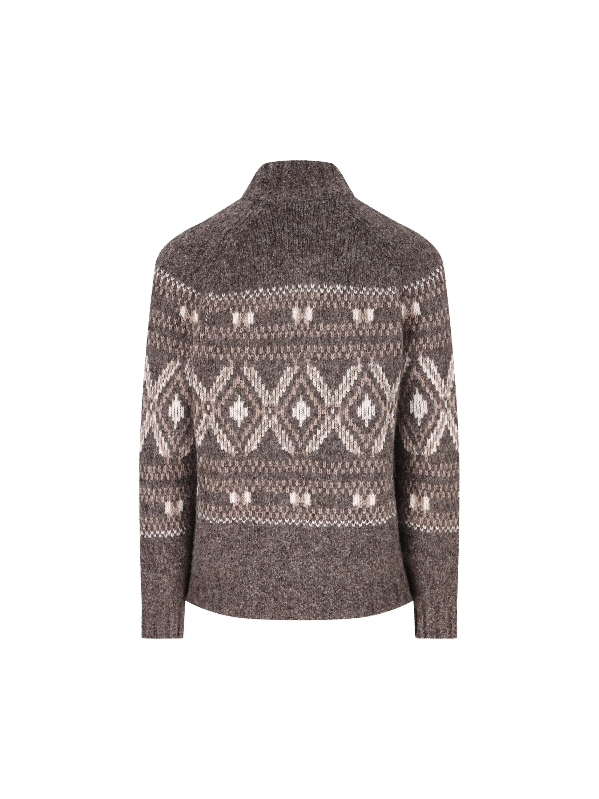 Cardigan Geometric Jacquard in alpaca, lana vergine e cashmere con zip M2B301706 COW07 BRUNELLO CUCINELLI 