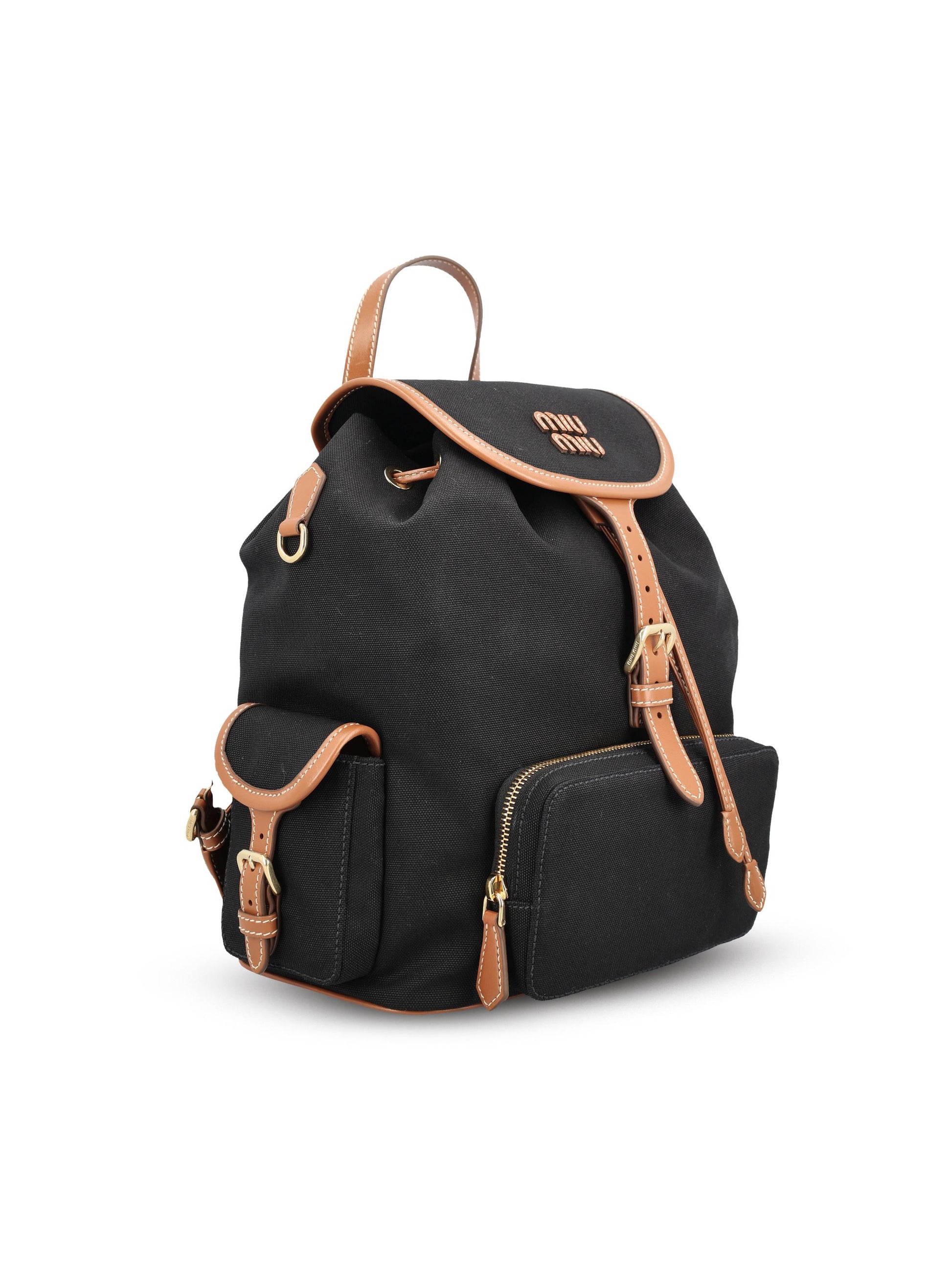 Zaino realizzato in cotone e pelle. 5BZ042 2IBQF0RS5 MIU MIU 