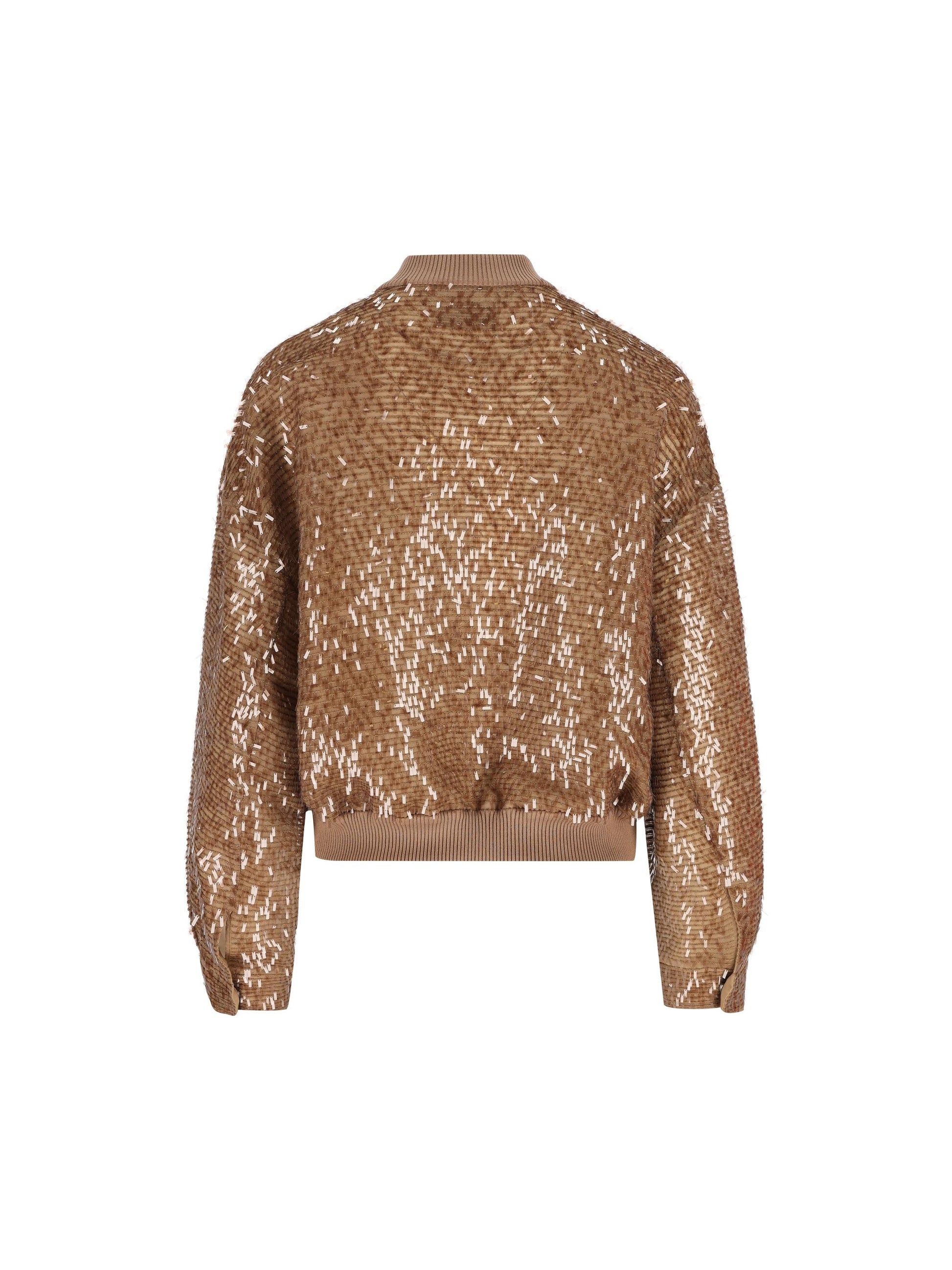 Bomber Dazzling Cascade Embroidery in seta Crispy MF940HW306 C9267 BRUNELLO CUCINELLI 