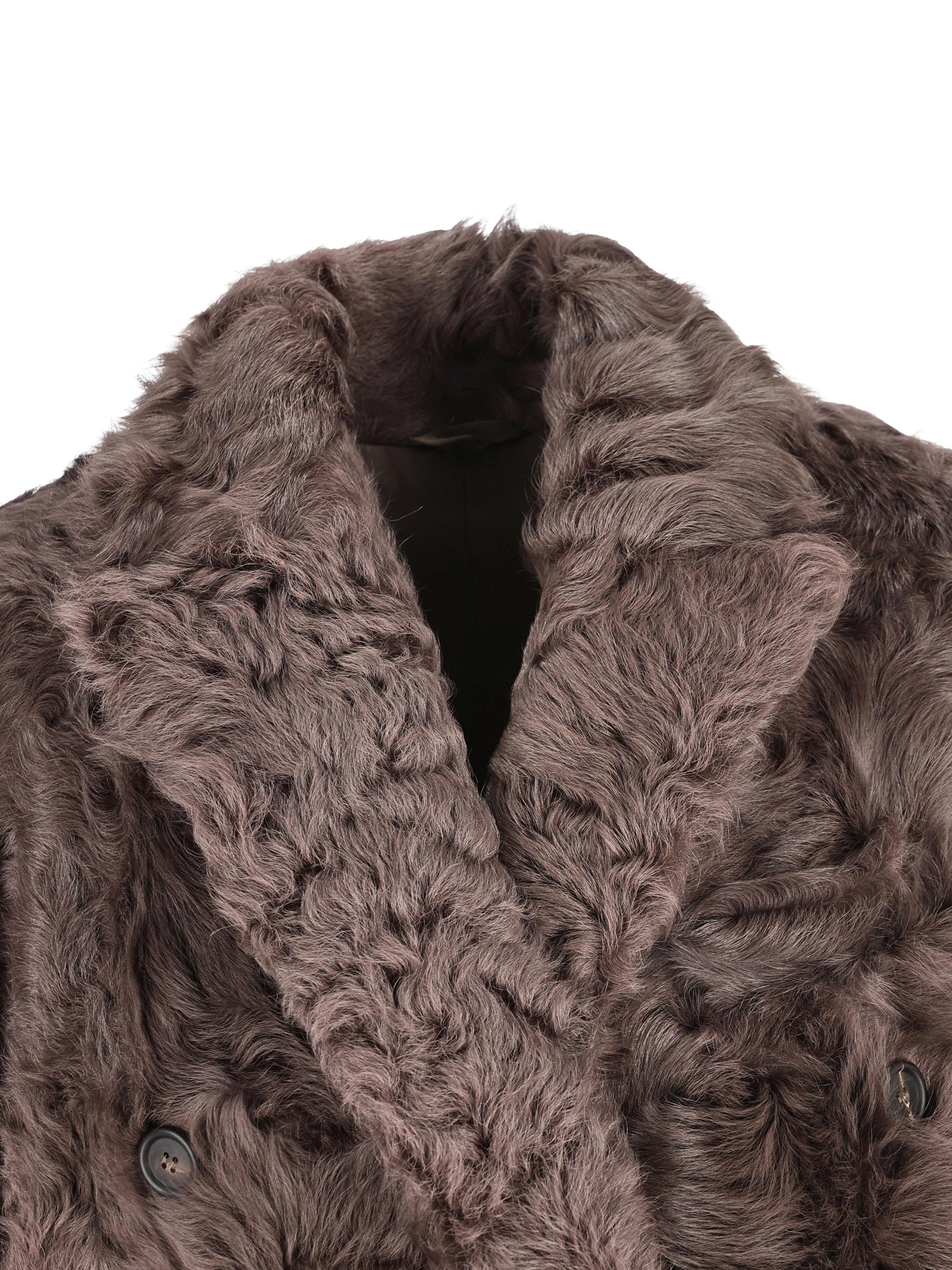 Cappotto in shearling Wavy con monile MPCHK9898 C4408 BRUNELLO CUCINELLI 