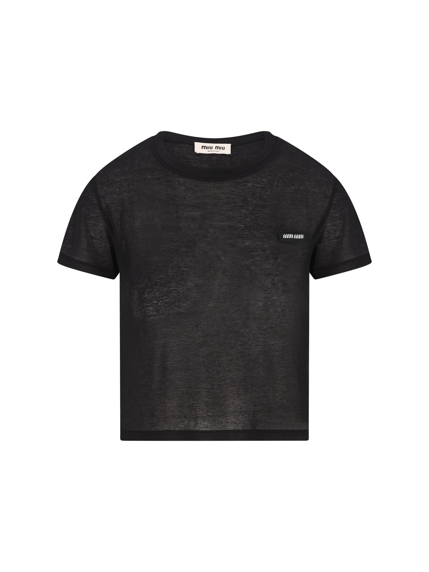 T-shirt aderente in jersey costina MJN466 133OF0002 MIU MIU 