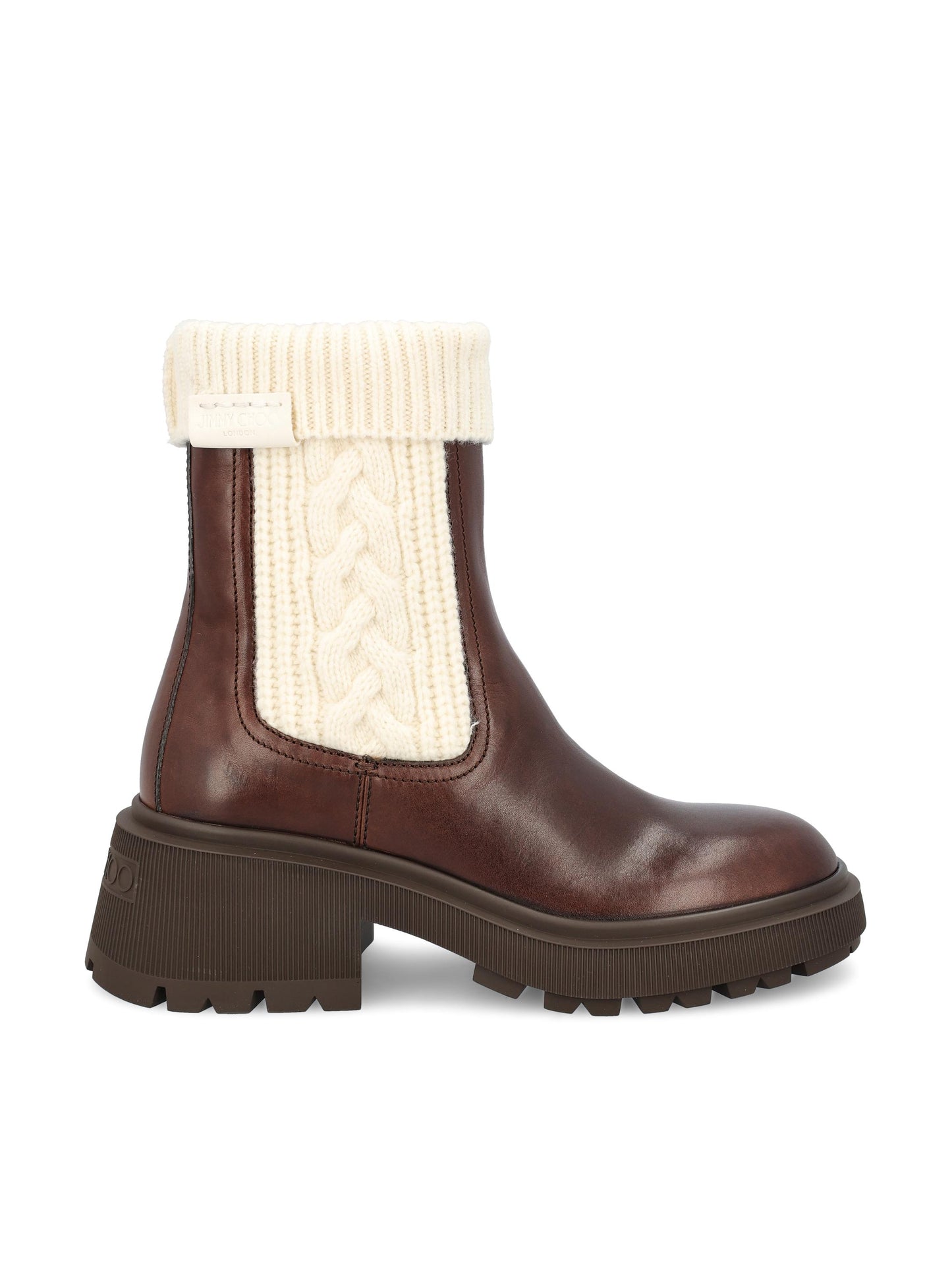 Stivali realizzati in pelle e tessuto. TAMIA FLAT TQACHOCOLATE/LATTE JIMMY CHOO 