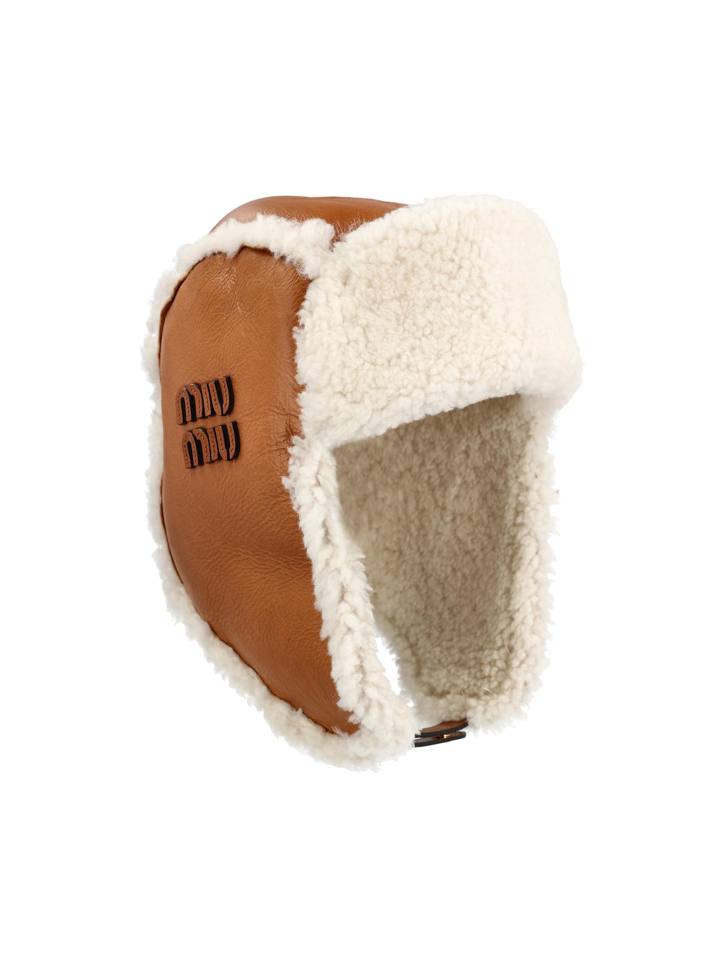 Cappello realizzato in pelle e shearling. 5HC398 2CTTF036S MIU MIU 