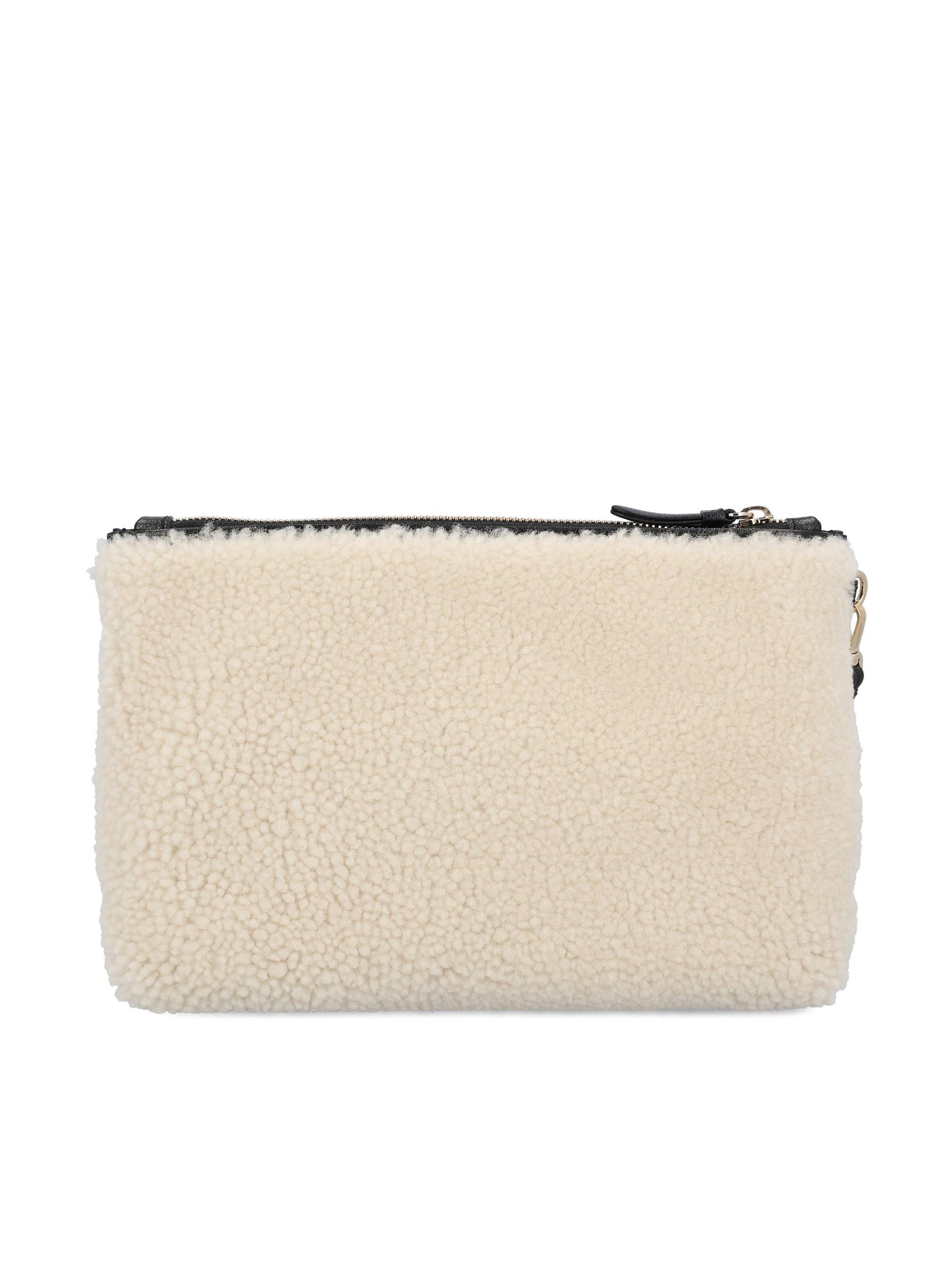 Borsa a Mano Zipped Flat Pouch in Shearling ZIPPED FLAT POUCH YGXNatural/black JIMMY CHOO 