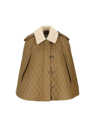 Mantella Heath in cotone trapuntato con collo in shearling 8122271 C2556 BURBERRY 