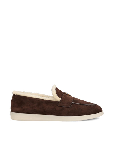 Mocassino in Pelle Scamosciata con Fodera in Montone 2DG124 3LRFF0003 PRADA 