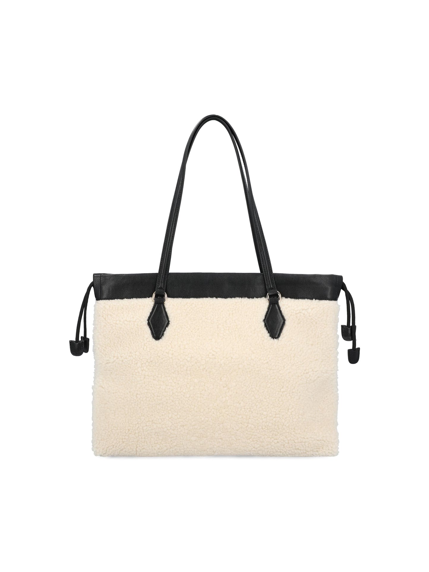 Borsa Tote in Montone e Pelle DRAWSTRING TOTE/M XYENatural/black JIMMY CHOO 