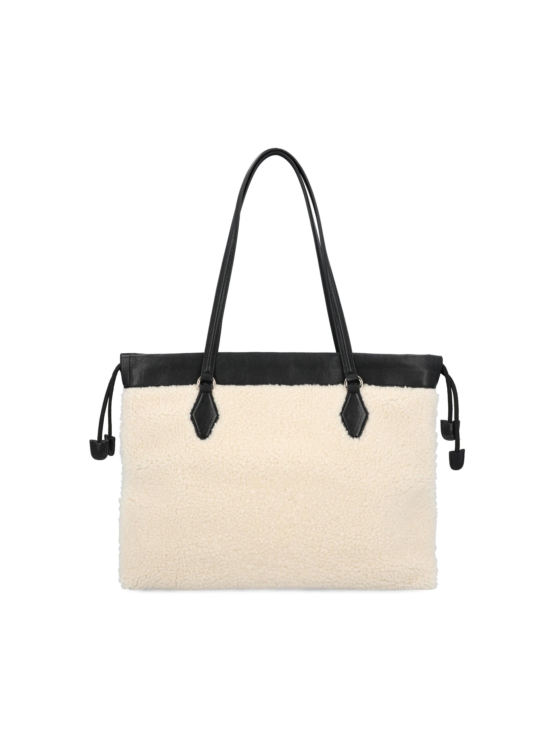 Borsa Tote in Montone e Pelle DRAWSTRING TOTE/M XYENatural/black JIMMY CHOO 