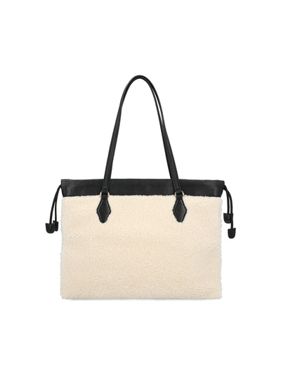 Borsa Tote in Montone e Pelle DRAWSTRING TOTE/M XYENatural/black JIMMY CHOO 