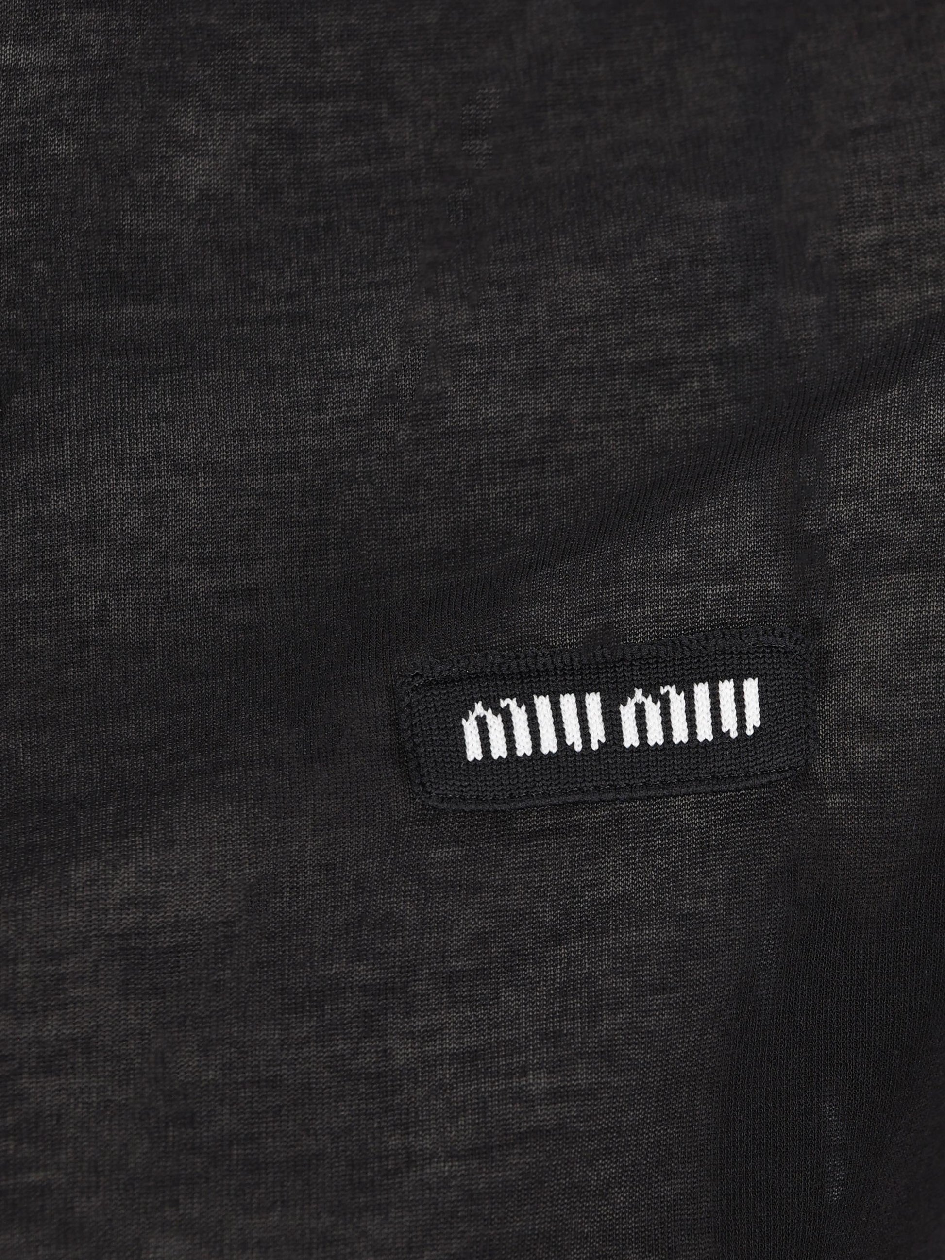 T-shirt aderente in jersey costina MJN466 133OF0002 MIU MIU 