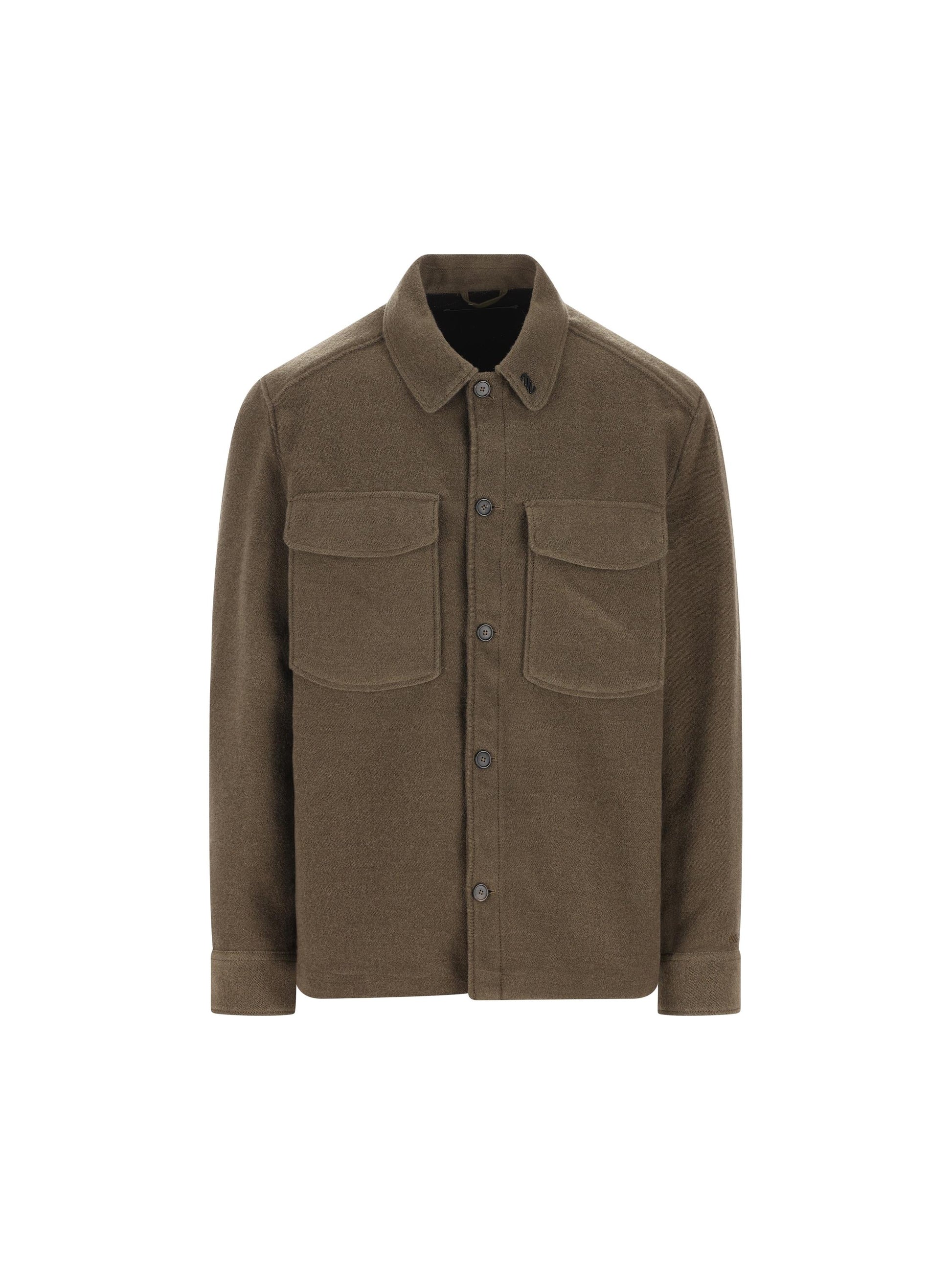 Overshirt in Lana e Cotone con Tasche 19MMOS008A 110527A696 MASSIMO OSTI STUDIO 