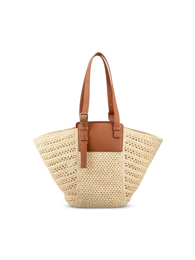 Borsa realizzata in rafia e pelle di vitello. A538HNZX02 2435 LOEWE - PAULA'S IBIZA 