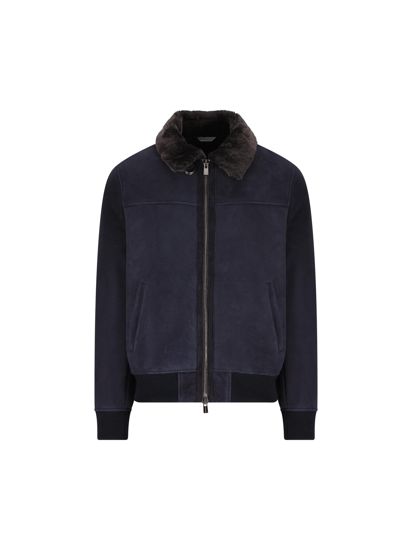 Giubbotto in Vera Pelle con Collo in Pelliccia KILMER BLU CONTRASTWAY 