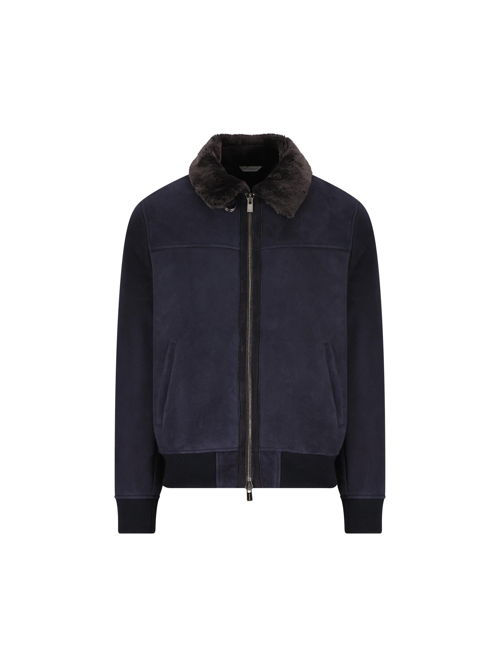 Giubbotto in Vera Pelle con Collo in Pelliccia KILMER BLU CONTRASTWAY 