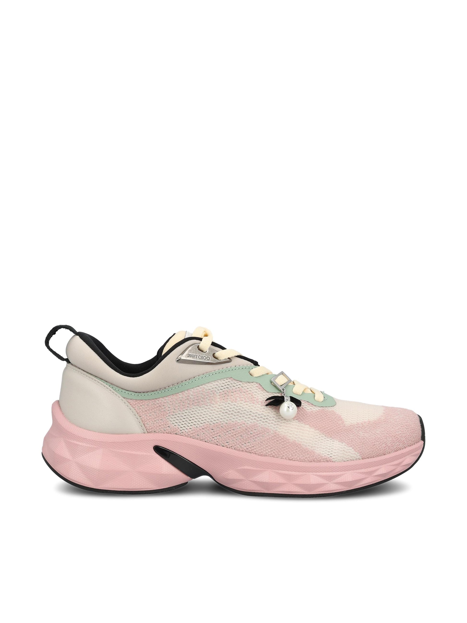 Sneakers realizzate in pelle e lycra. DIAMOND RUN/F ZGEVMOON/ROSE MIX JIMMY CHOO 