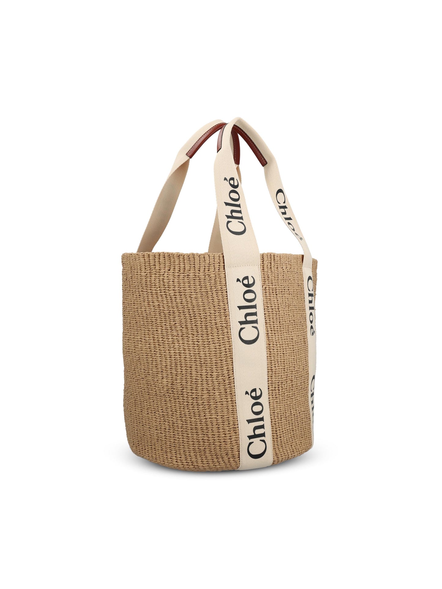 Borsa cesto in carta equo-solidale con nastro Woody. CHC22SS380G55 101 CHLOE' 