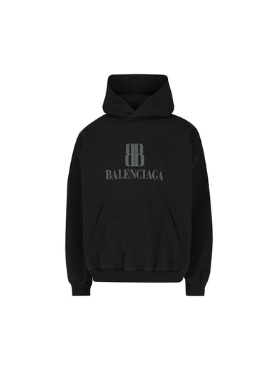 Hoodie Nano BB Medium Fit in nero délavé 767877 TSVO31083 BALENCIAGA 