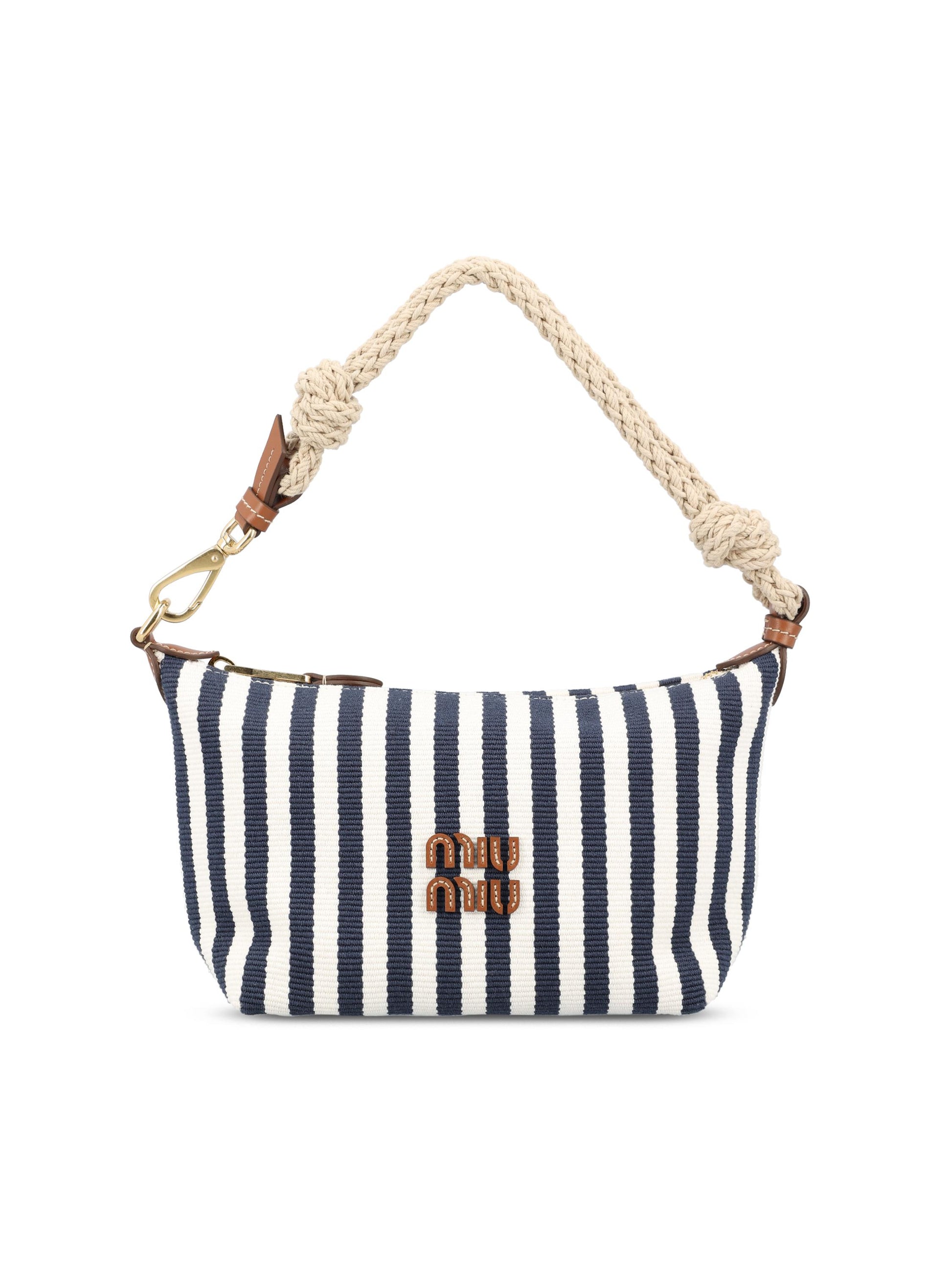 Pouch realizzata in cotone e pelle. 5NE841 2I0GF0B9P MIU MIU 