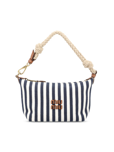 Pouch realizzata in cotone e pelle. 5NE841 2I0GF0B9P MIU MIU 