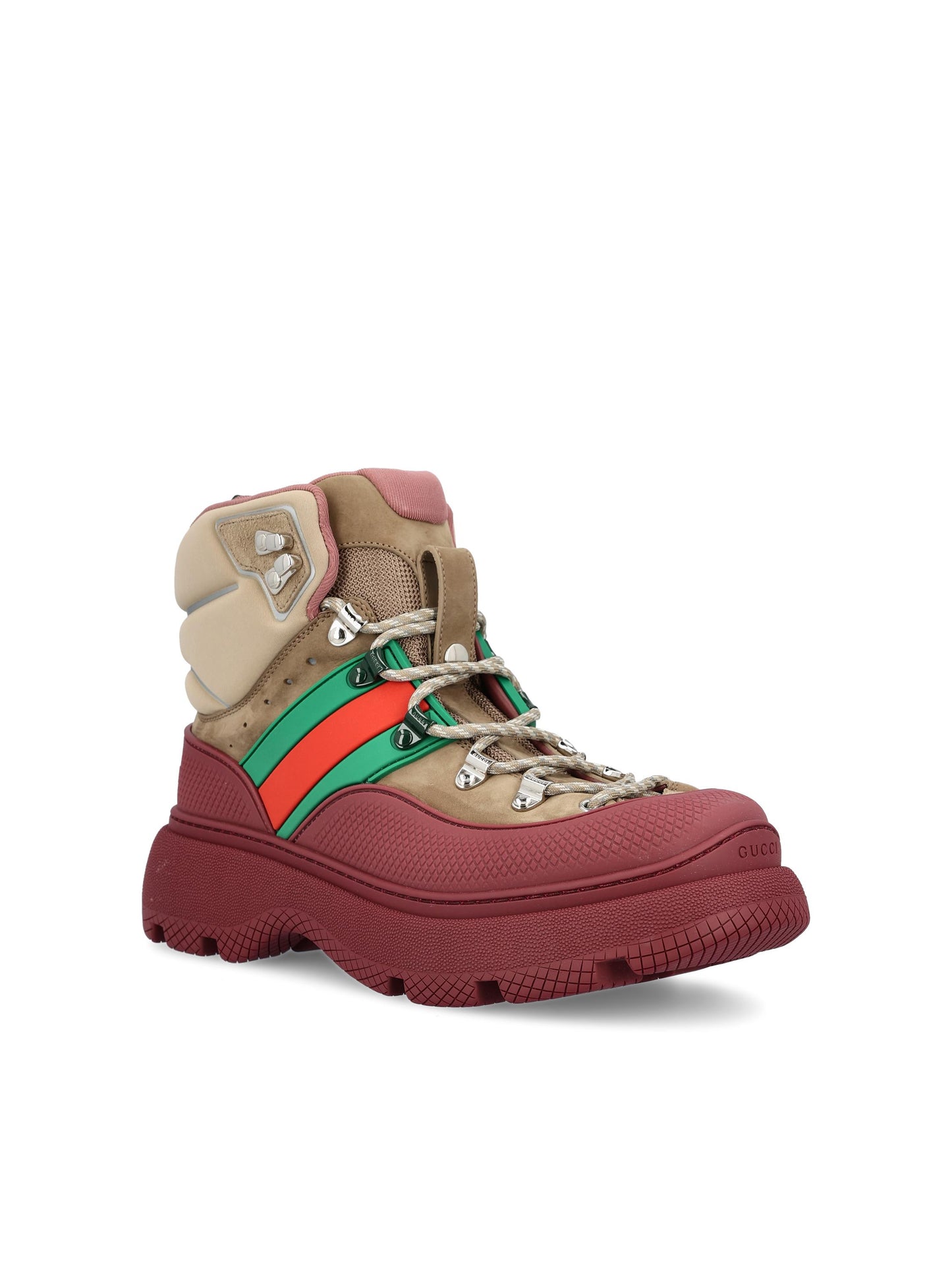 Stivaletto Stringato in Pelle Scamosciata con Dettagli Web 833083 9AAHM5343 GUCCI 