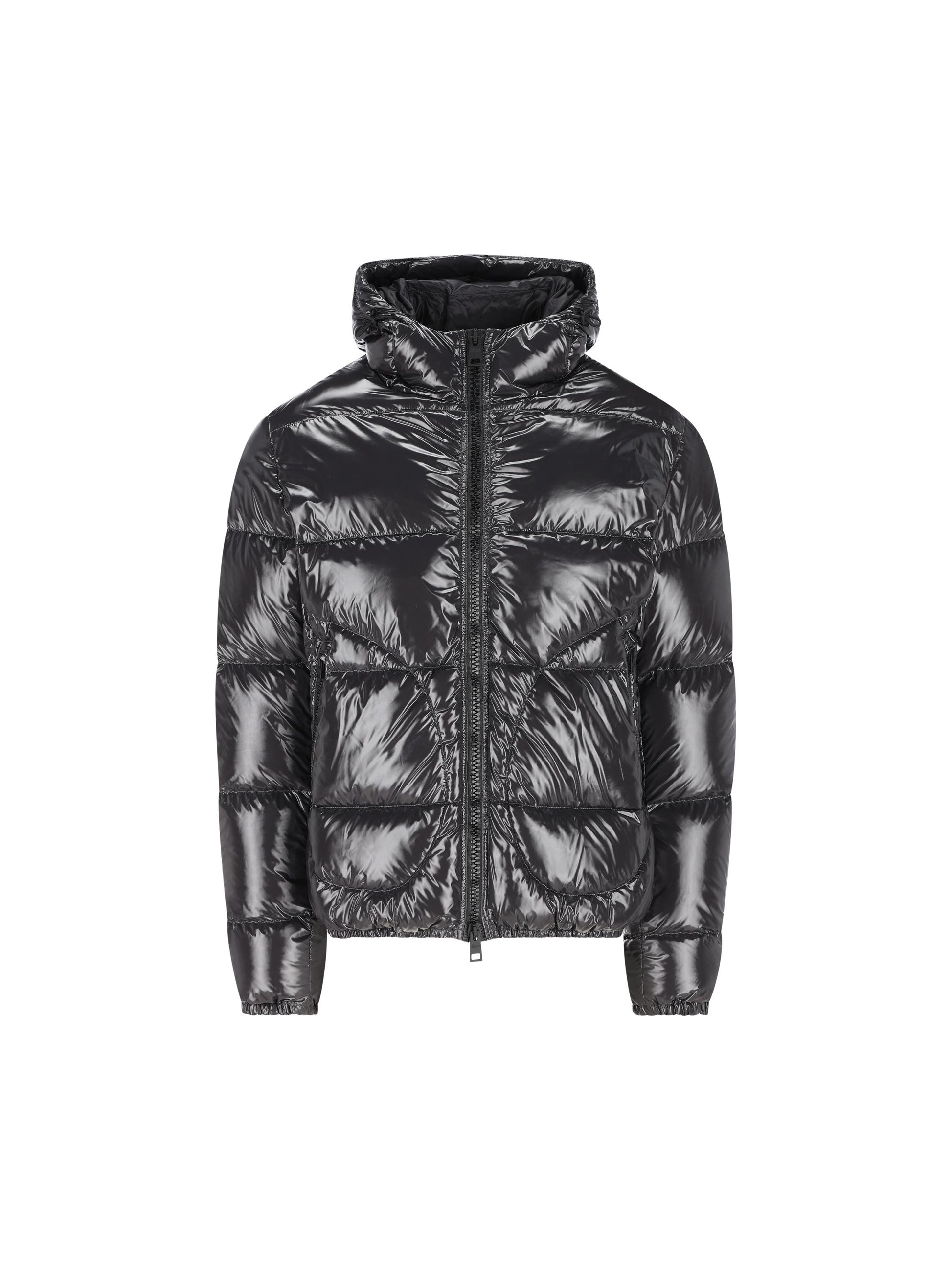 Piumino corto effetto lucido con cappuccio PI001133U 12220Z9487 HERNO 