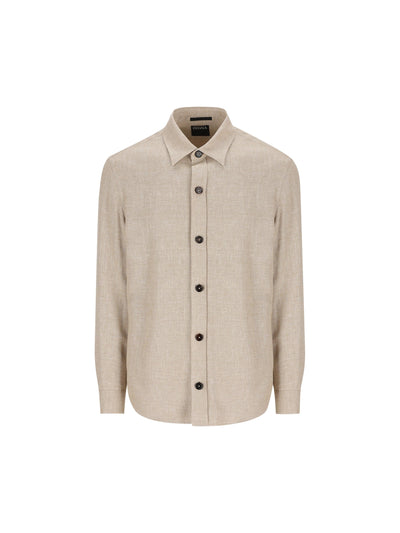 Overshirt in cashmere, lino e seta beige melange UHV75A3 SOT52272 ZEGNA 