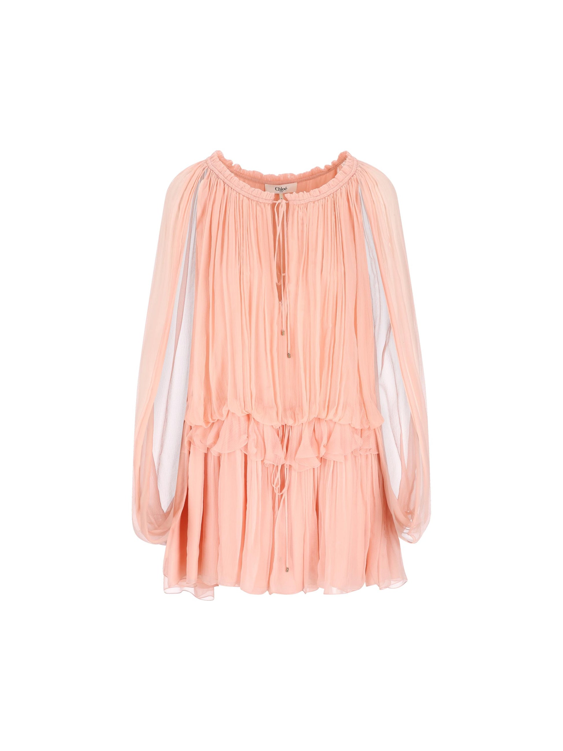 Mini abito con mantella in mussola di seta CH26SRO02001 6L6 CHLOE' 