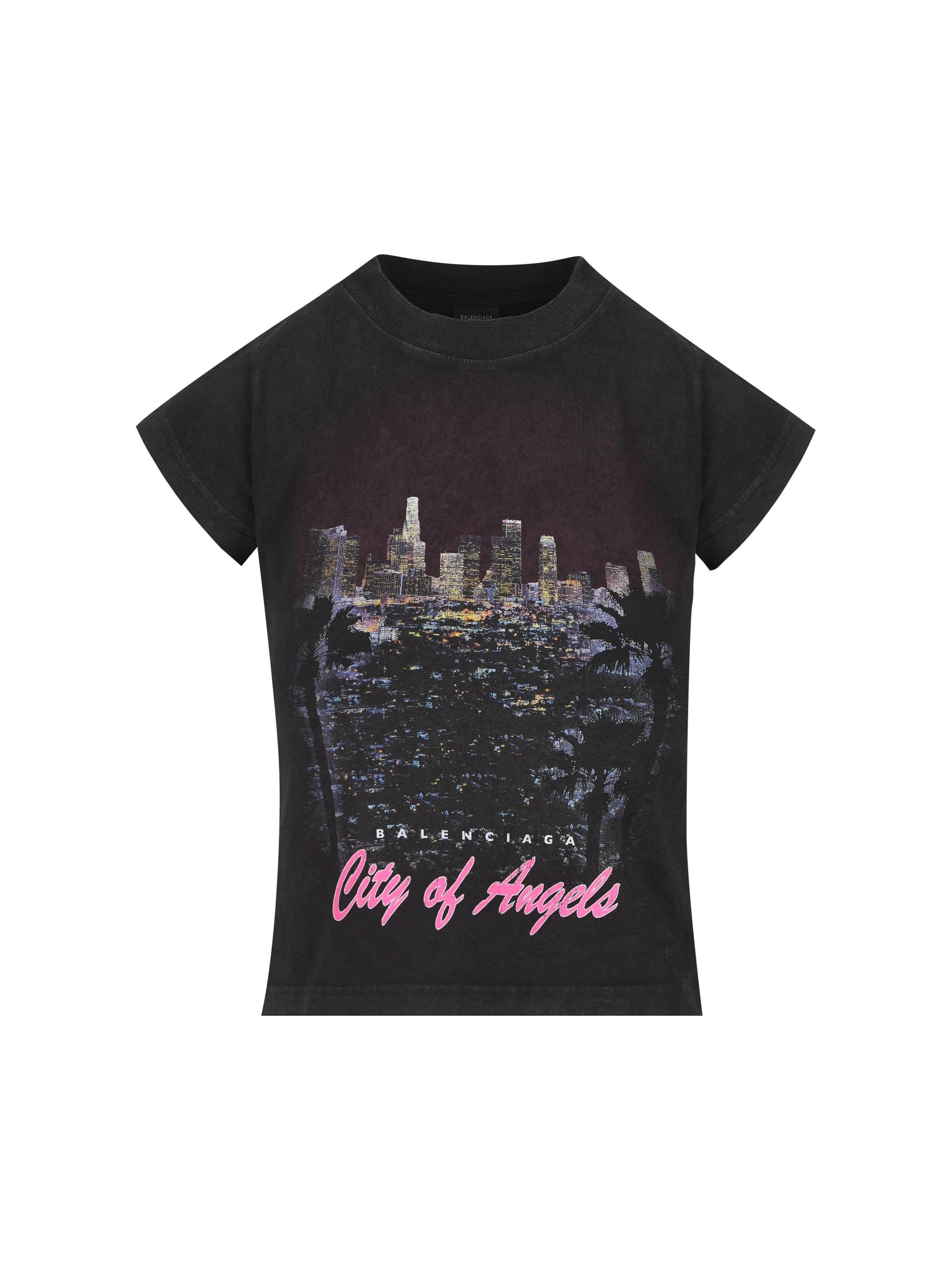 T-Shirt Shrunk "City Of Angels" in nero délavé 807341 TSVR51041 BALENCIAGA 