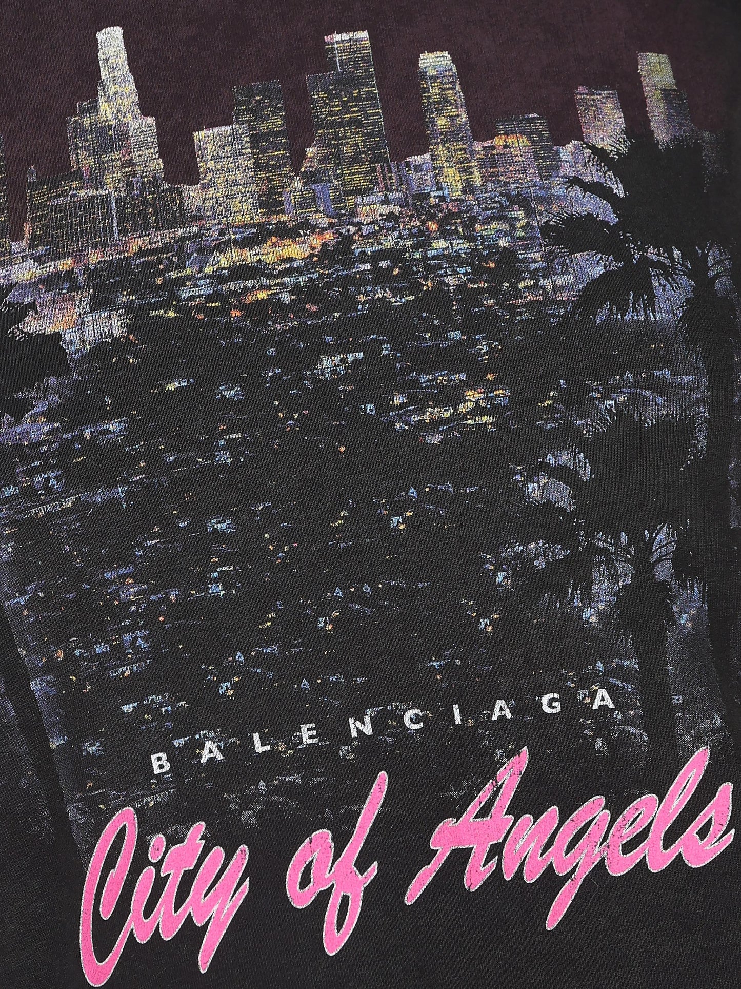 T-Shirt Shrunk "City Of Angels" in nero délavé 807341 TSVR51041 BALENCIAGA 
