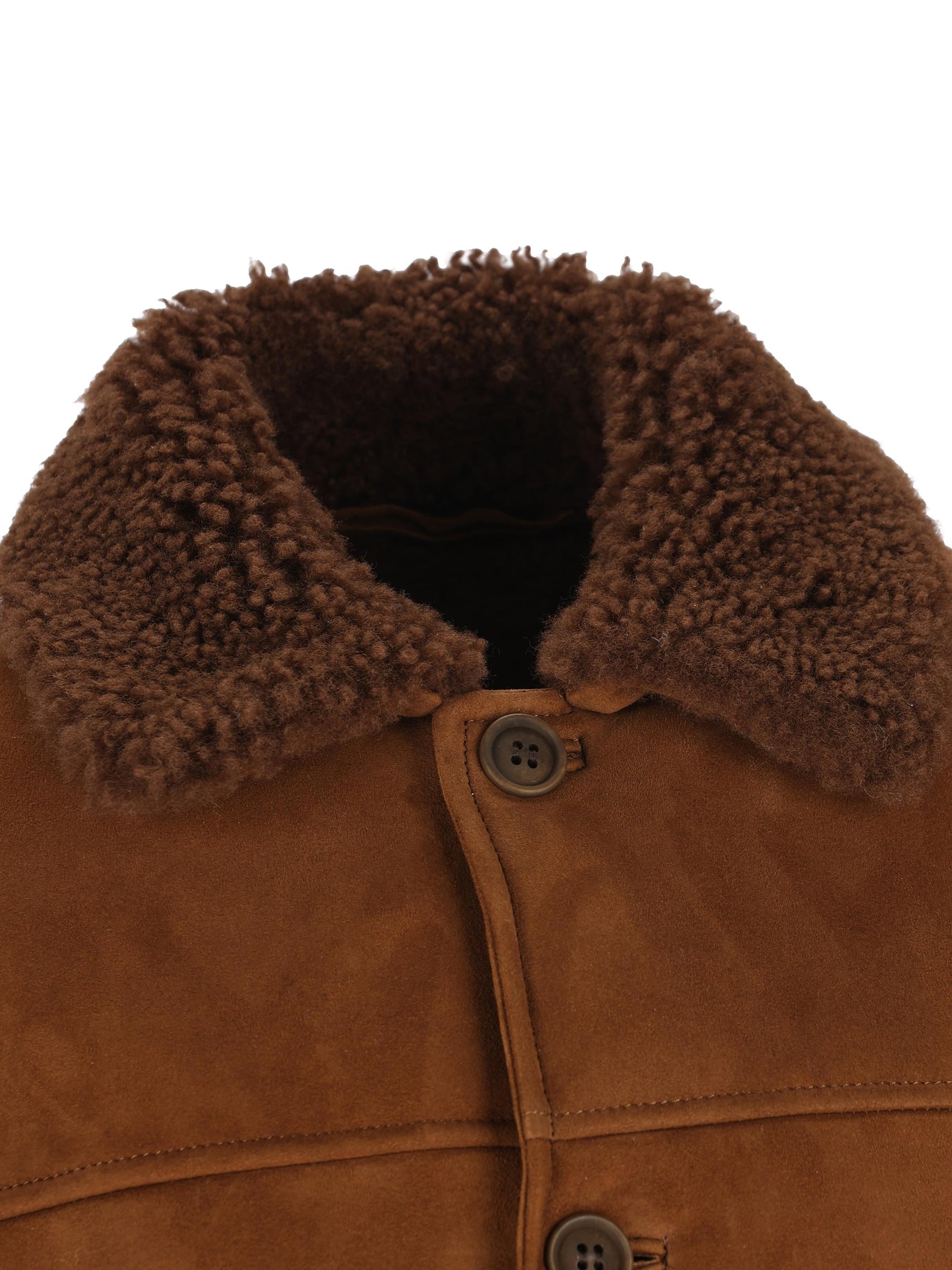 Giubbotto in Pelle Ovina con Collo in Shearling 49528 ambra SALVATORE SANTORO 