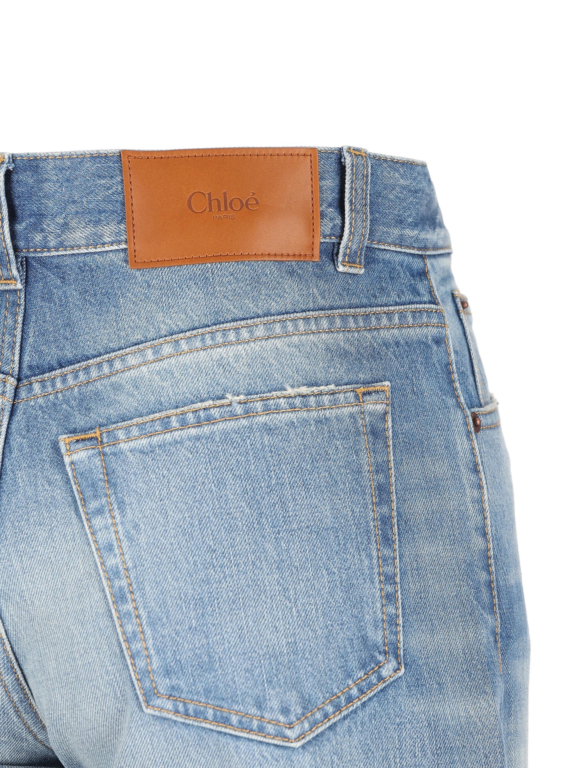 Jeans corti a vita alta in denim CH26SDP43252 40R CHLOE' 