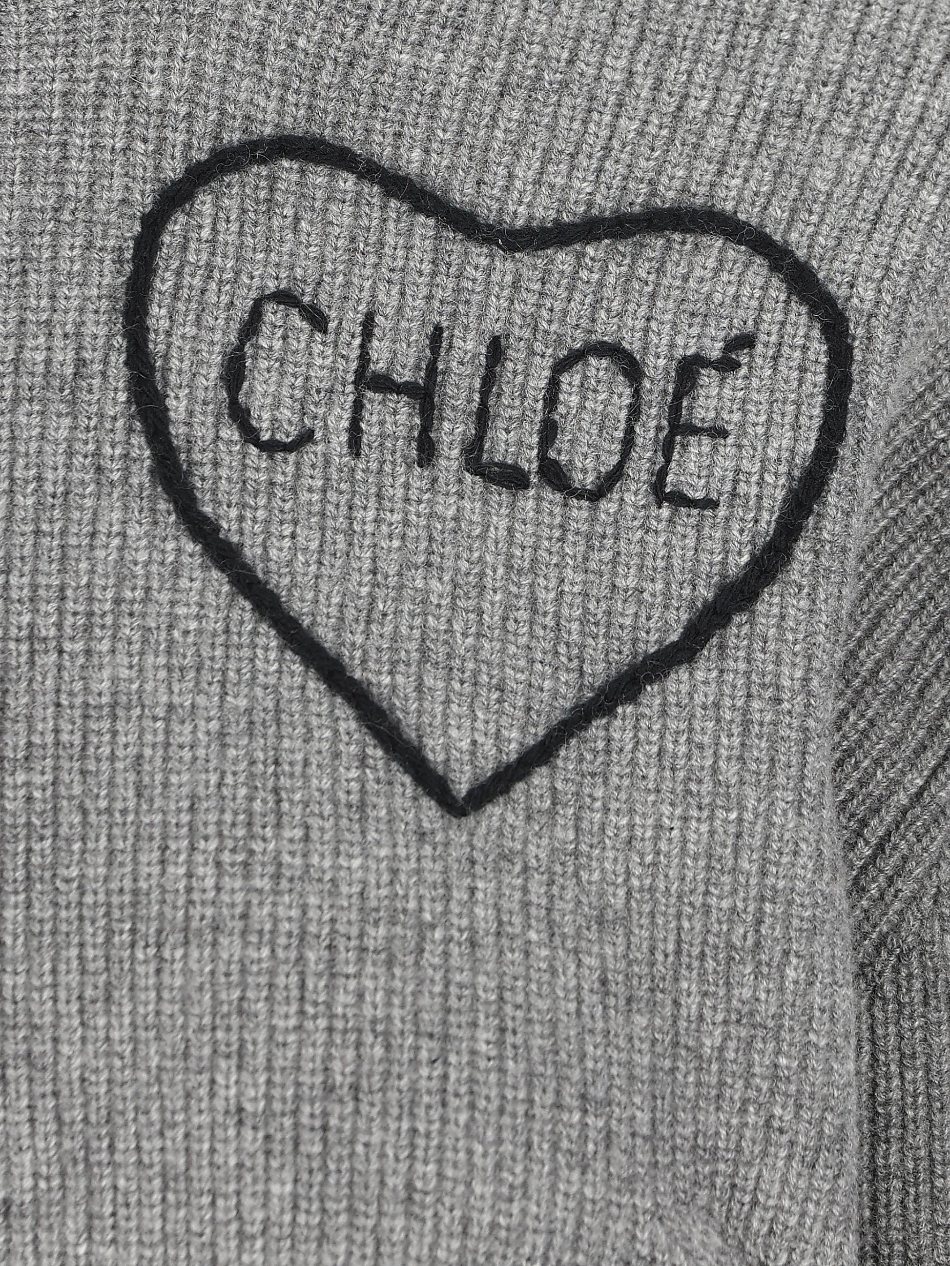 Pullover corto con logo in maglia di lana CH26SMP39710 012 CHLOE' 