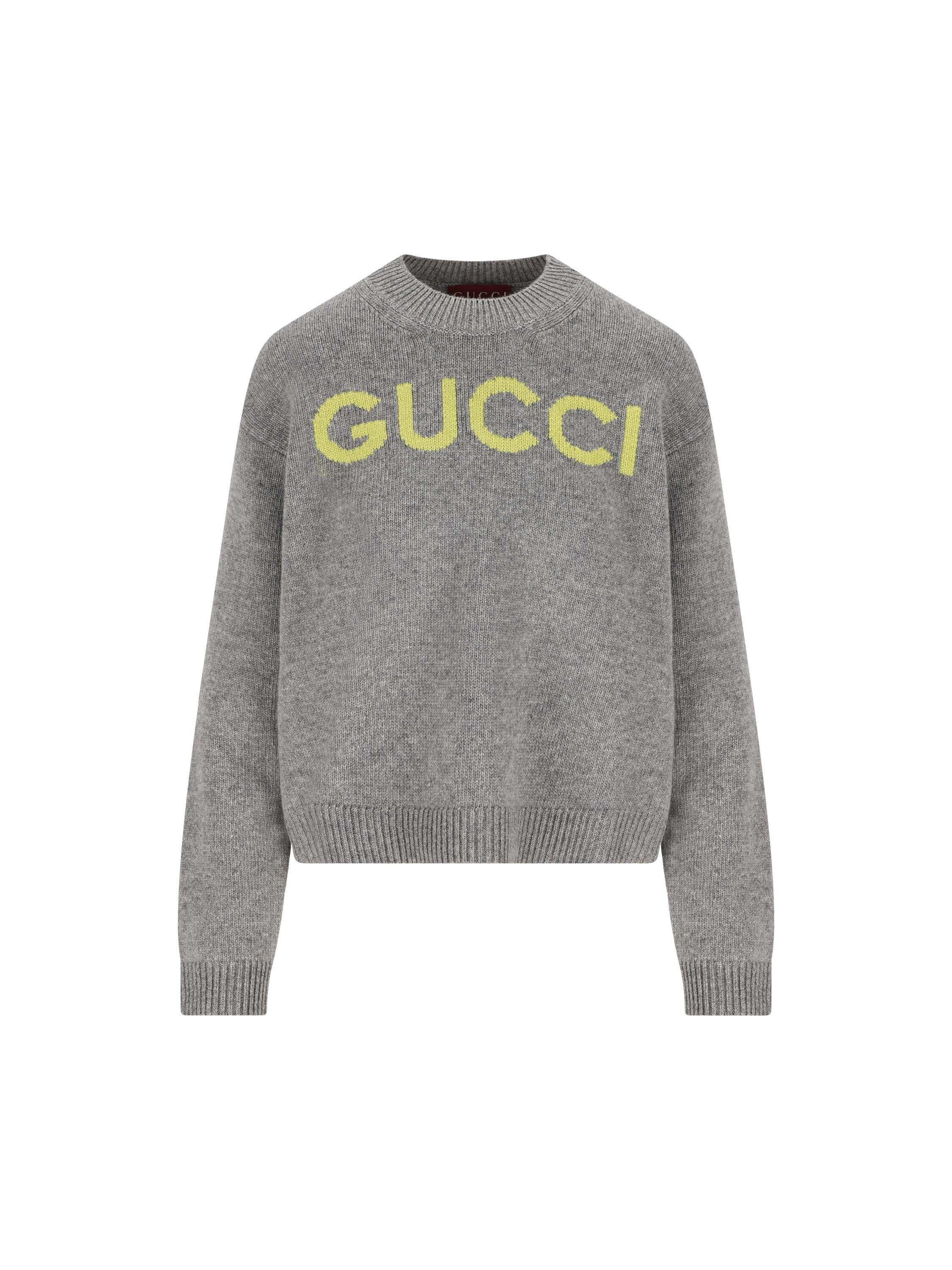 【美品】  GUCCI / グッチ | ウール カシミヤ Vネック リブニット | S | グレー | レディース GUCCI（グッチ） マフラー 570603 3G200 3GB18 レディース GGロゴ