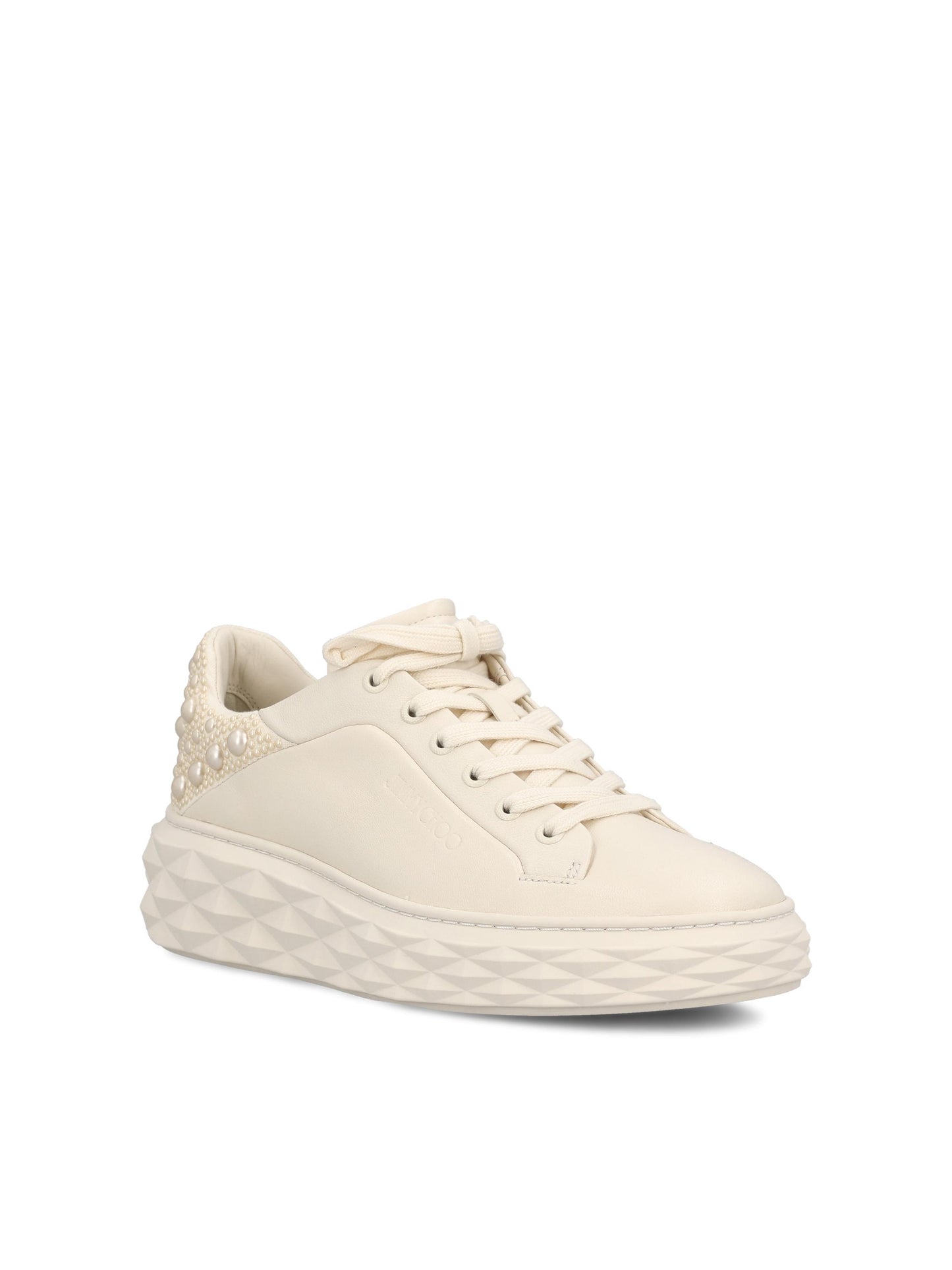 Sneakers realizzate in pelle. DIAMOND MAXI/F II NVKXLATTEMIX JIMMY CHOO 