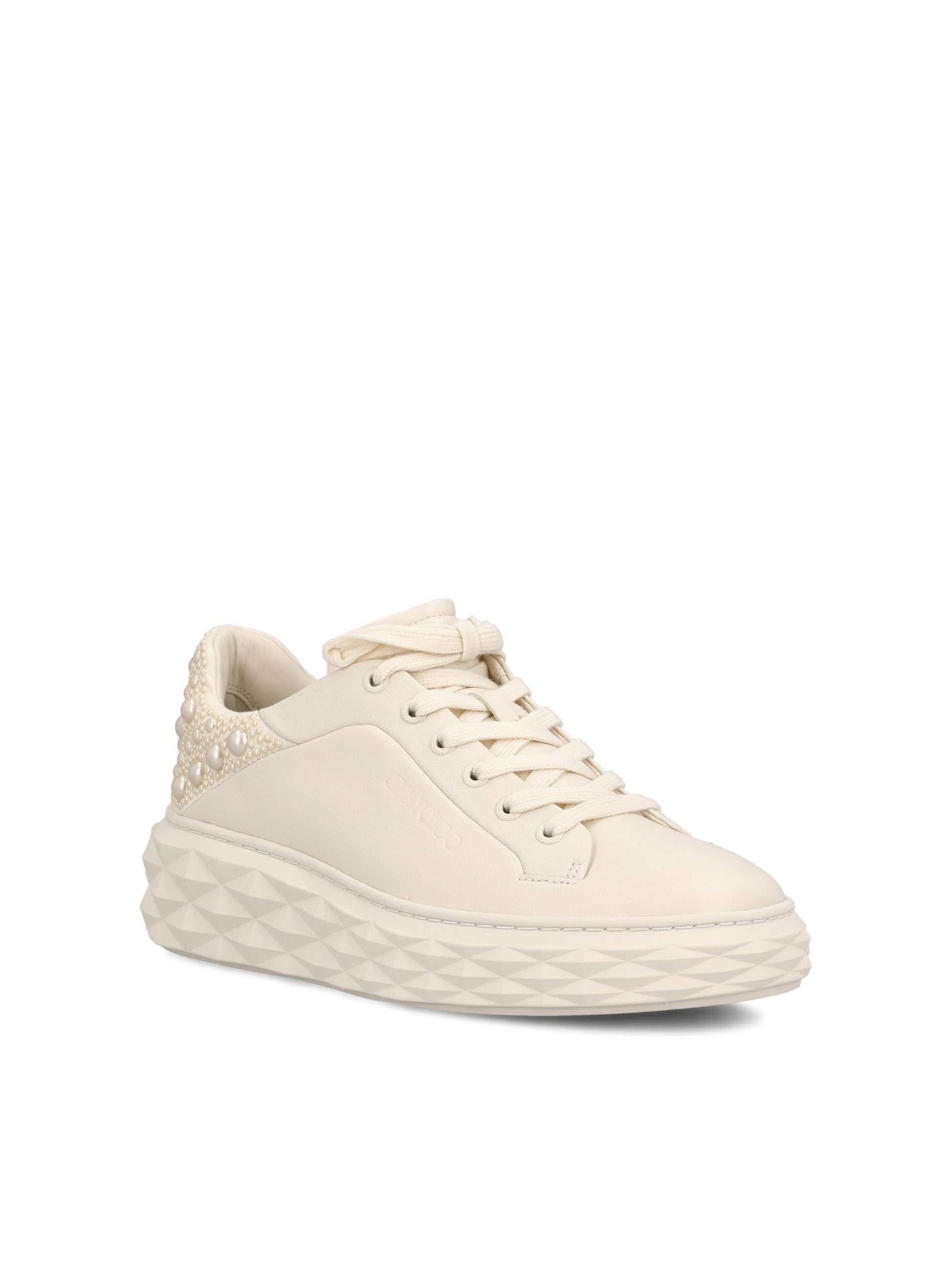 Sneakers realizzate in pelle. DIAMOND MAXI/F II NVKXLATTEMIX JIMMY CHOO 
