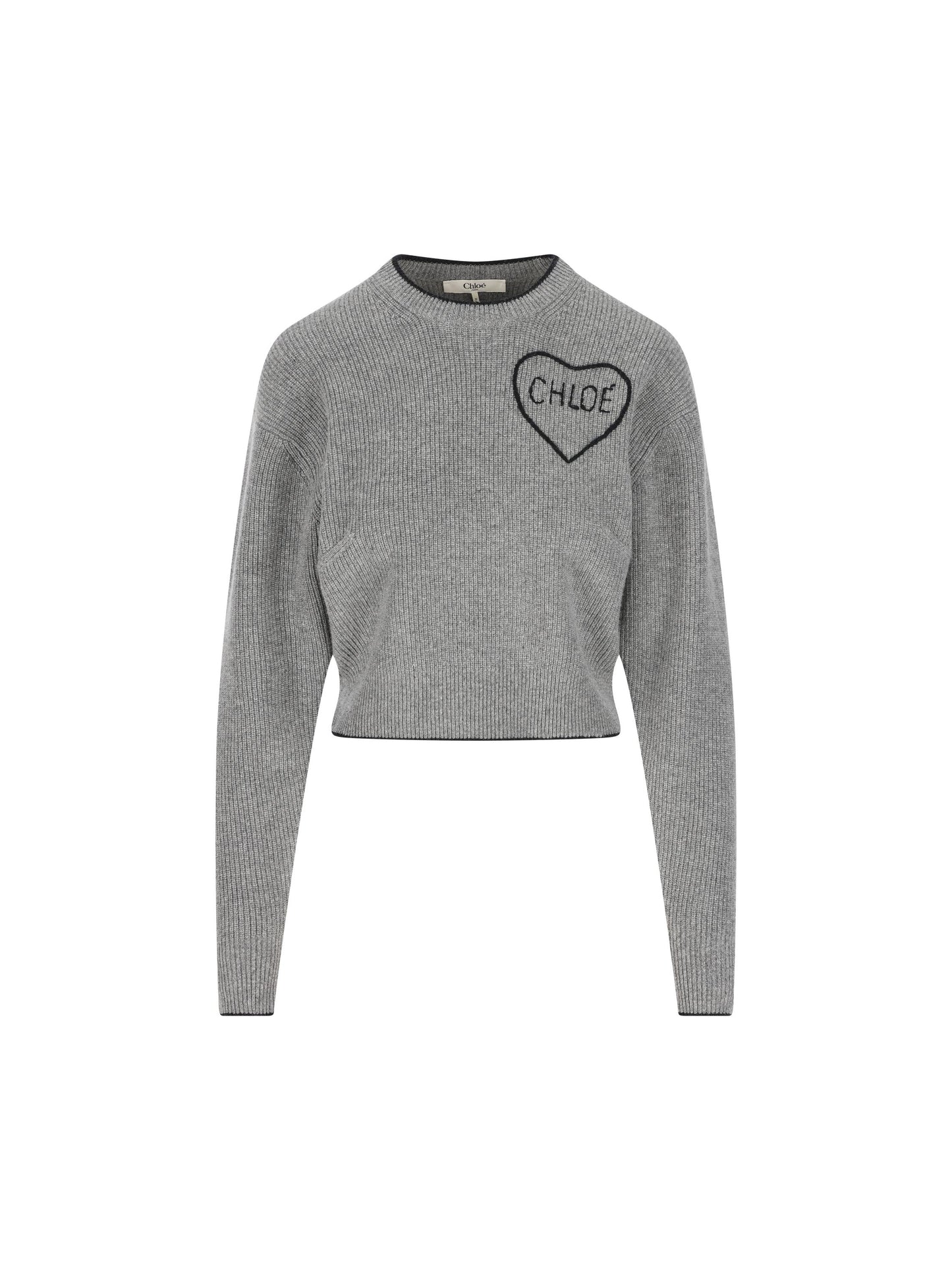 Pullover corto con logo in maglia di lana CH26SMP39710 012 CHLOE' 