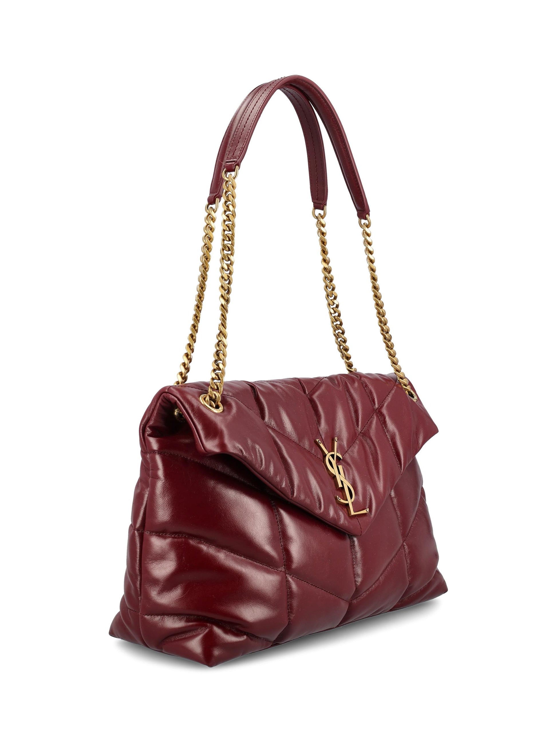 Borsa PUFFER Media in Pelle Lucida Dark Ruby 577475 AAFE16593 SAINT LAURENT 