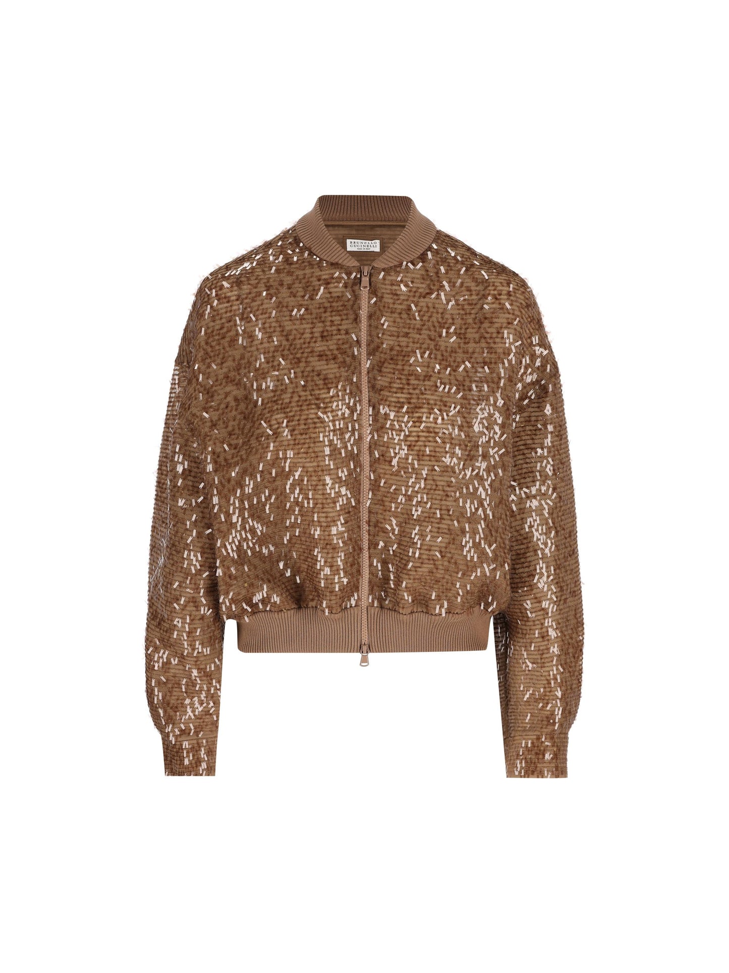 Bomber Dazzling Cascade Embroidery in seta Crispy MF940HW306 C9267 BRUNELLO CUCINELLI 