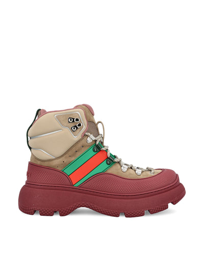Stivaletto Stringato in Pelle Scamosciata con Dettagli Web 833083 9AAHM5343 GUCCI 