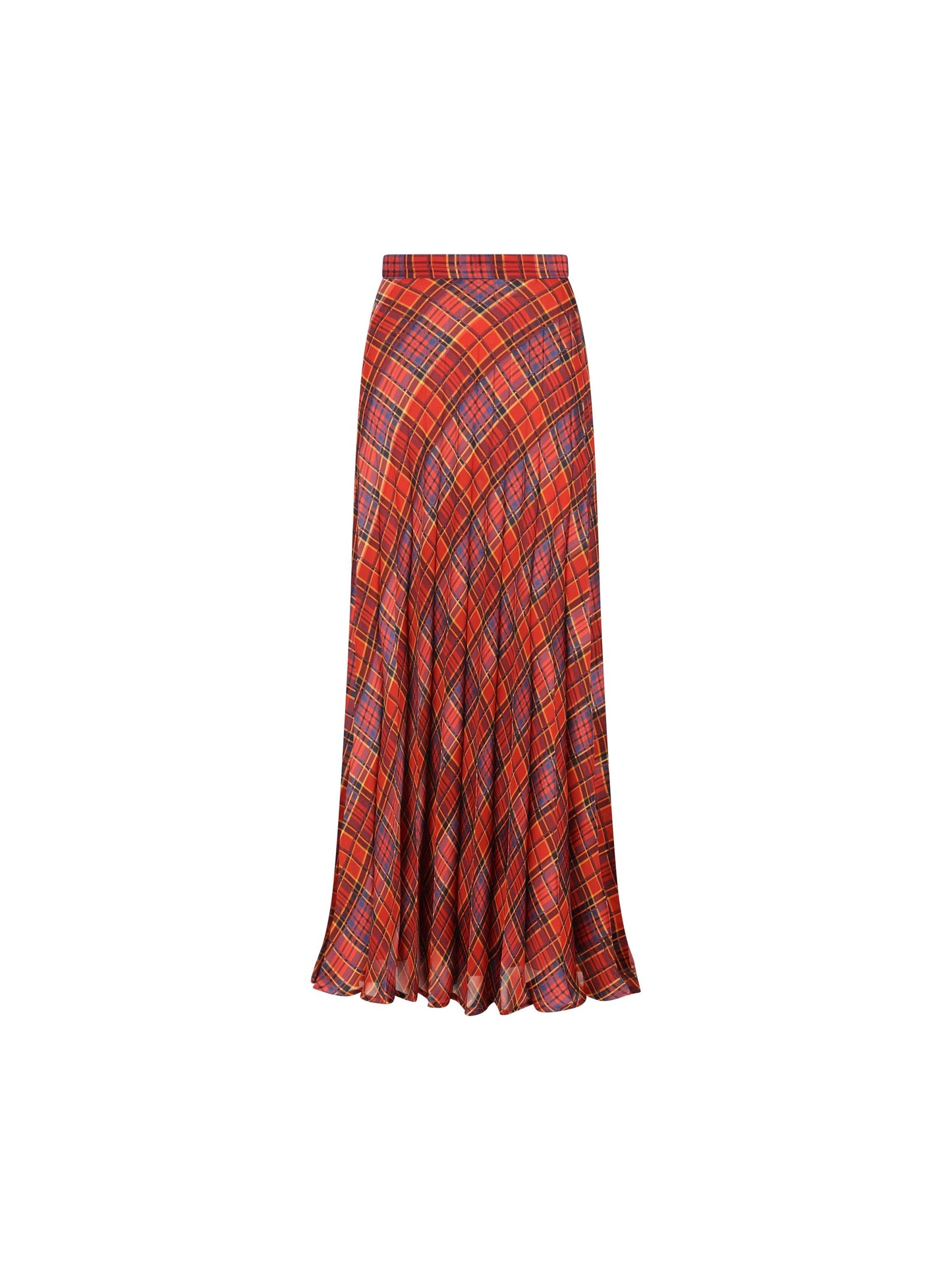 Maxi gonna plissettata tartan in seta 840529 Y3J296813 SAINT LAURENT 