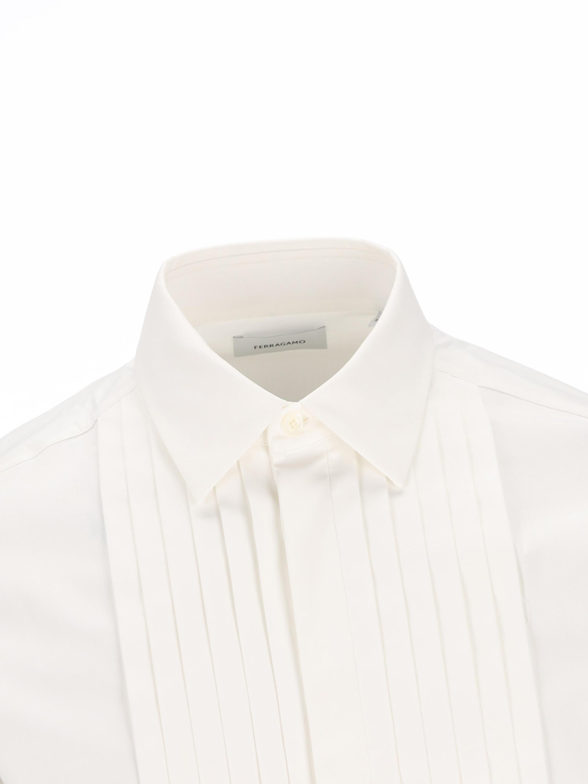 Camicia da smoking in popeline stretch 145368 791478001 SALVATORE FERRAGAMO 